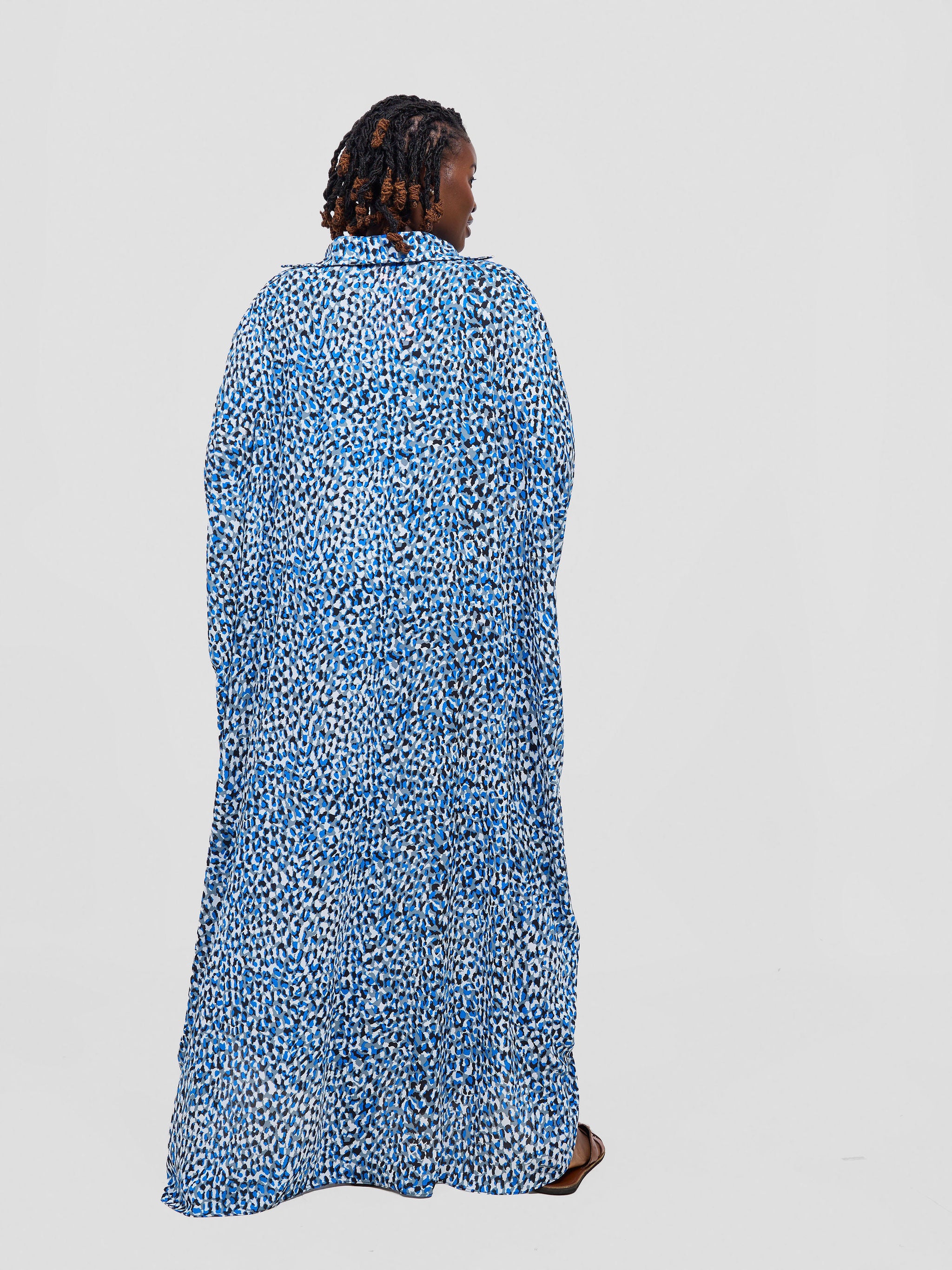 Vivo Muna Oversized Maxi Shirt Dress - Blue / White Berek Print