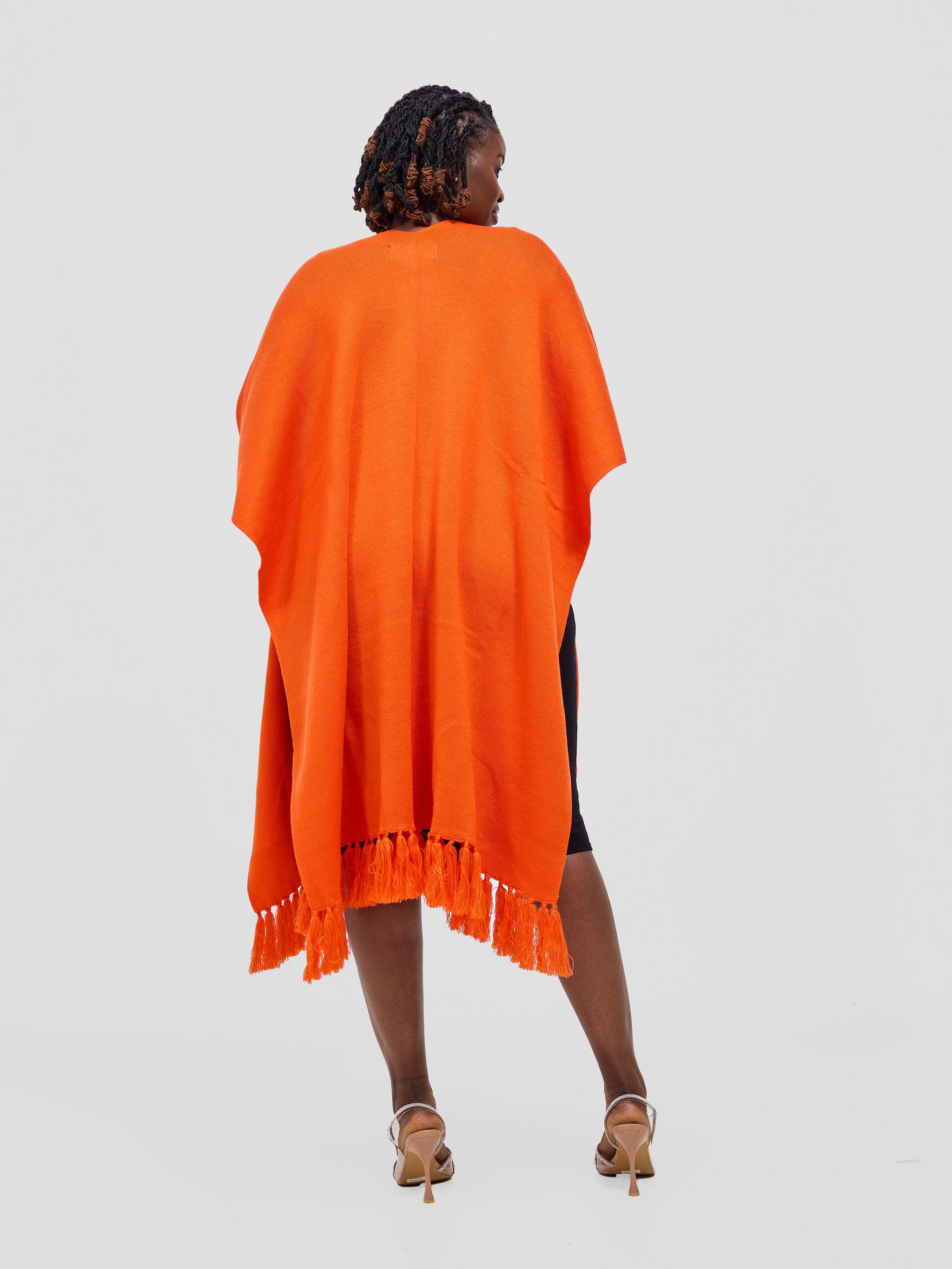 Vivo Basic Double Layered Wrap Poncho - Orange