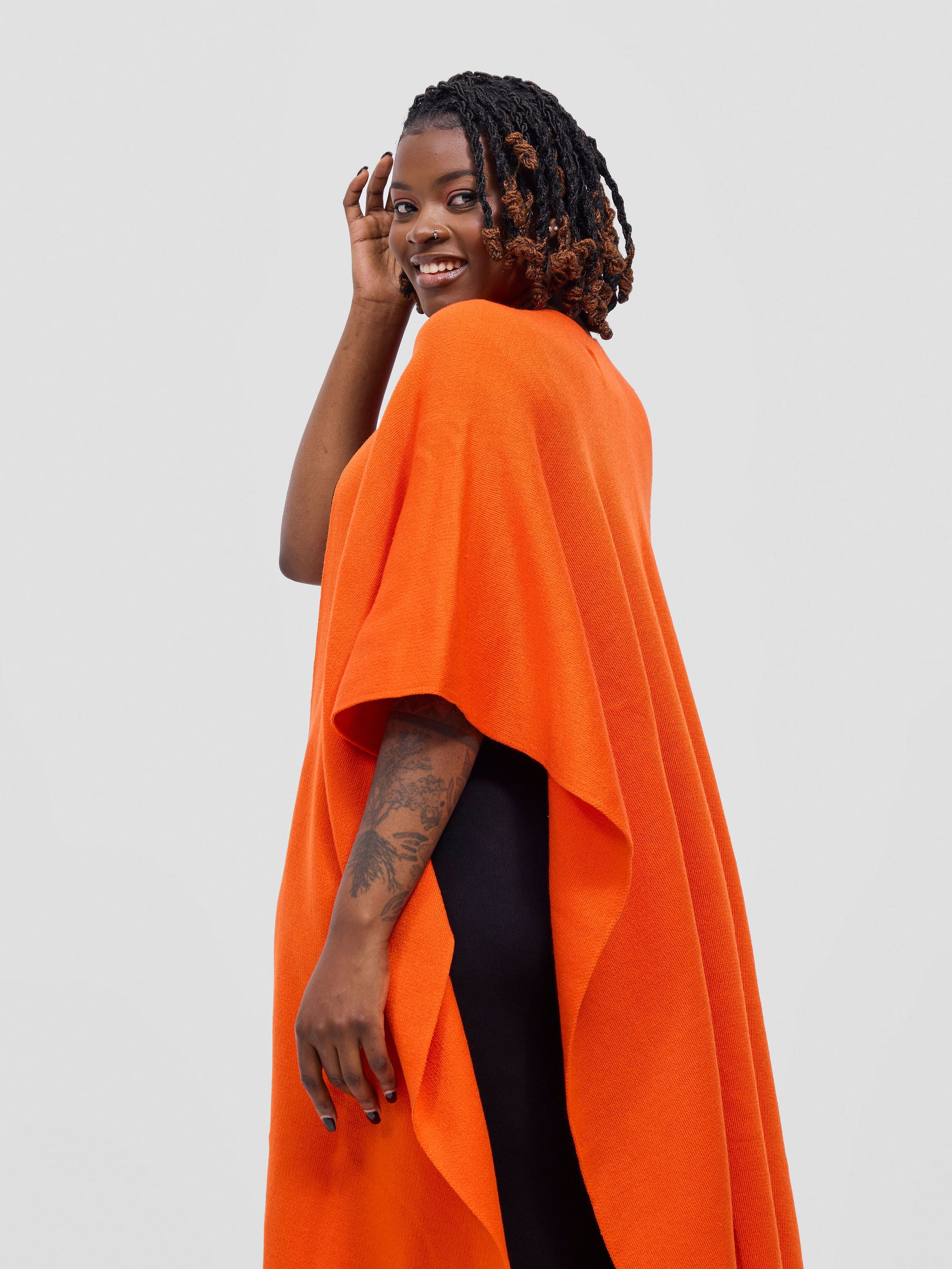 Vivo Basic Double Layered Wrap Poncho - Orange