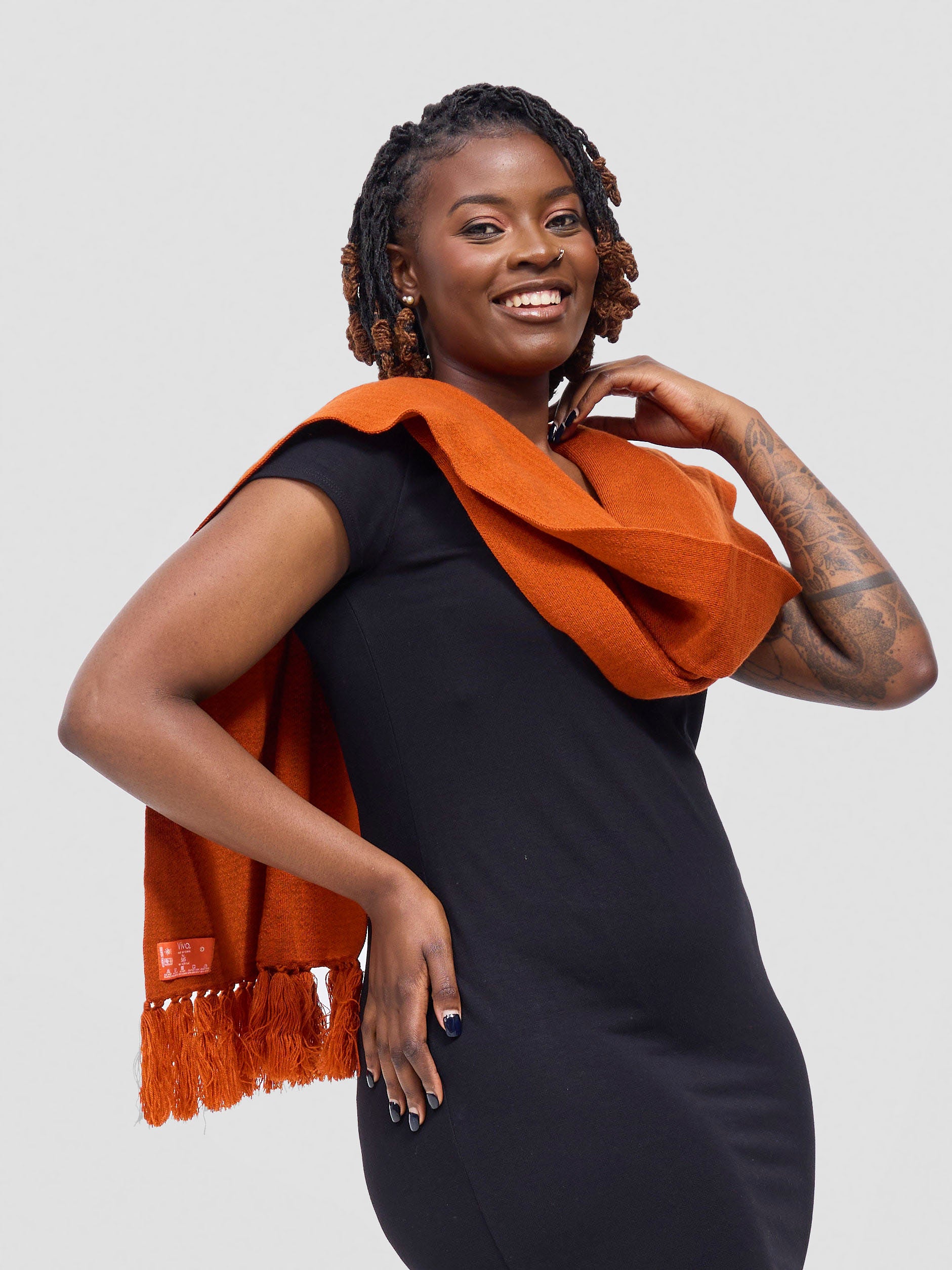 Vivo Lalani Scarf With Fringes - Burnt Orange