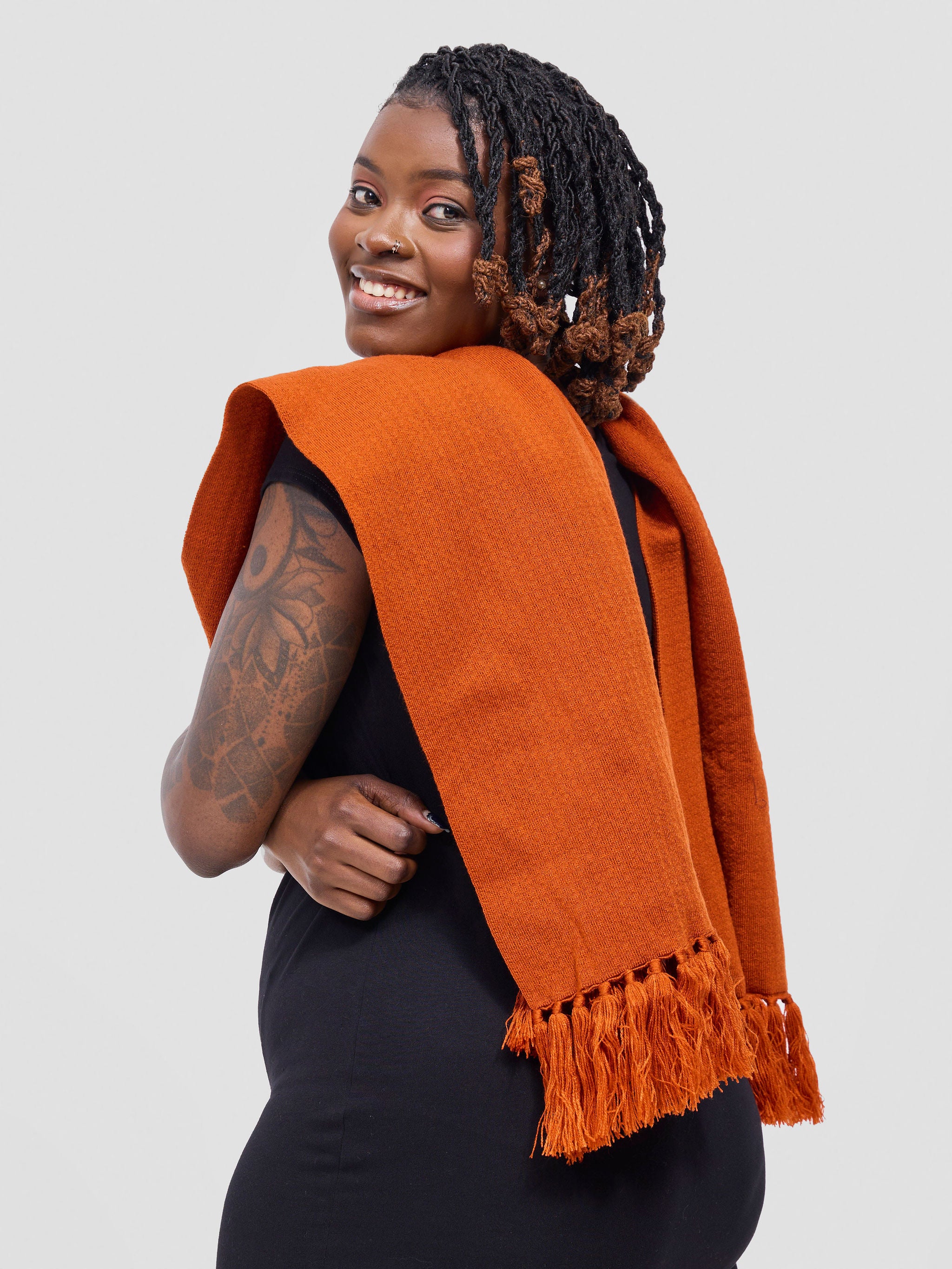 Vivo Lalani Scarf With Fringes - Burnt Orange