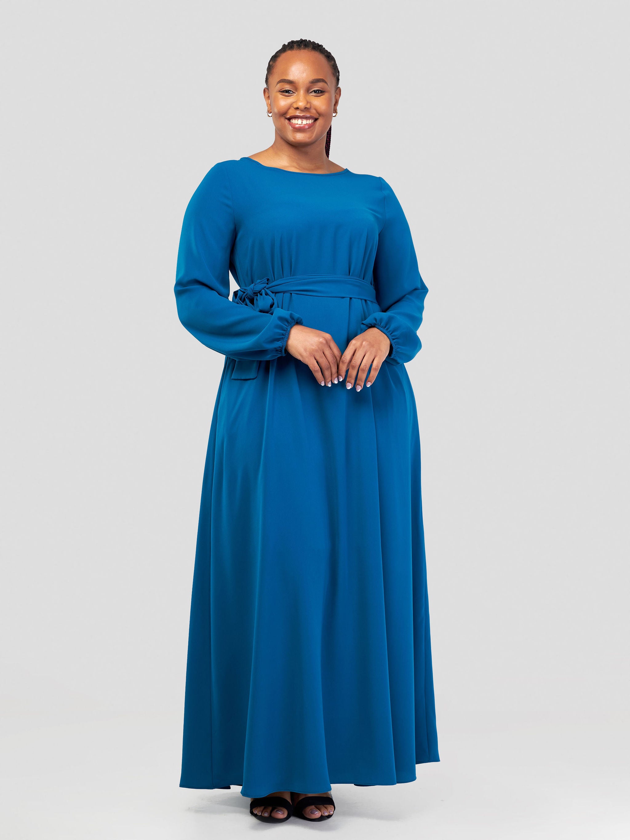 Vivo Basic Bishop Sleeve Tent Maxi Dress Teal Vivo Fashion Group Kenya