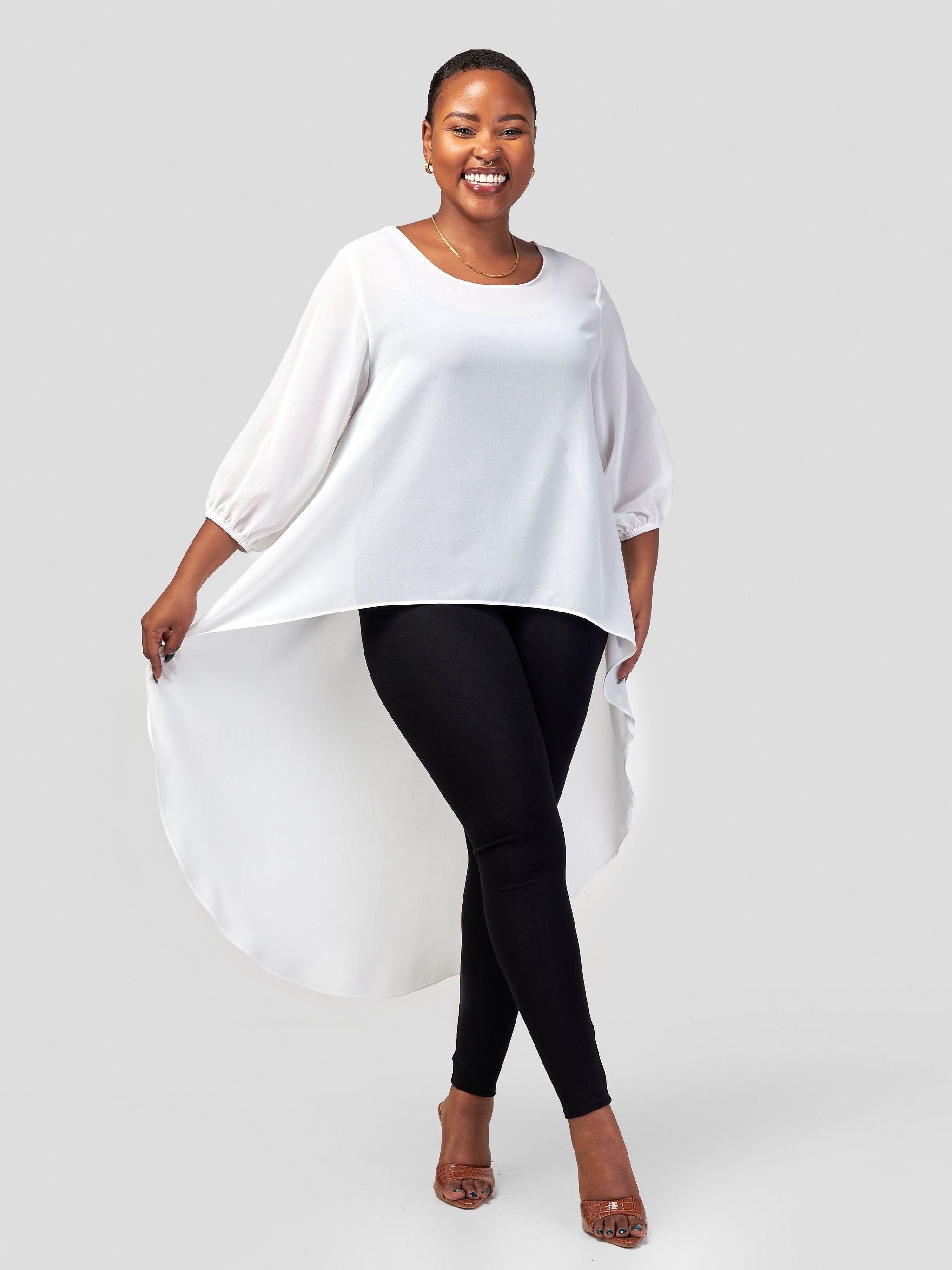 Vivo Basic Nalia High-low Chiffon Top - White