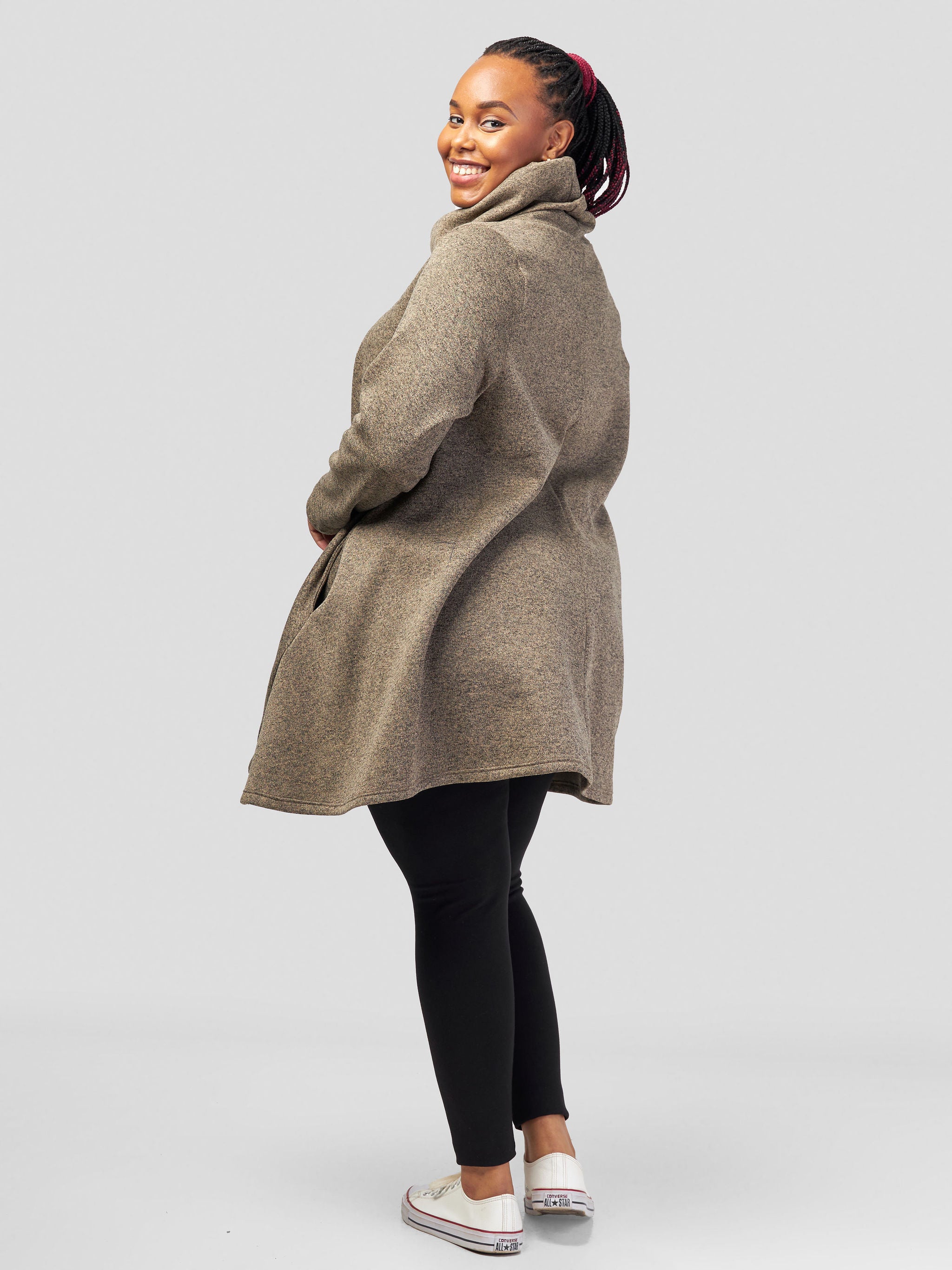 Vivo Basic Imelda Cowl Sweater - Dark Taupe