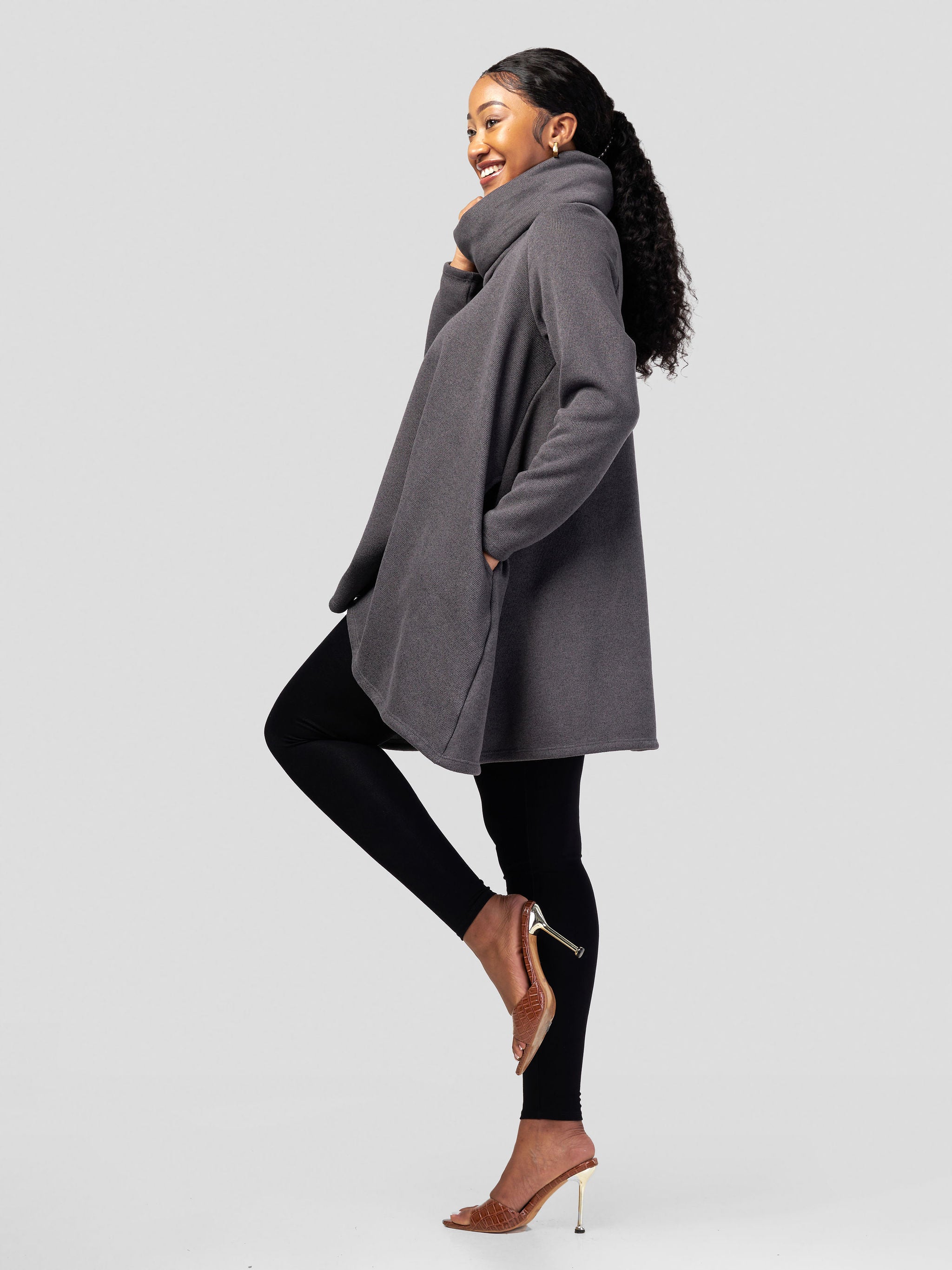 Vivo Basic Imelda Cowl Sweater -  Ash Grey