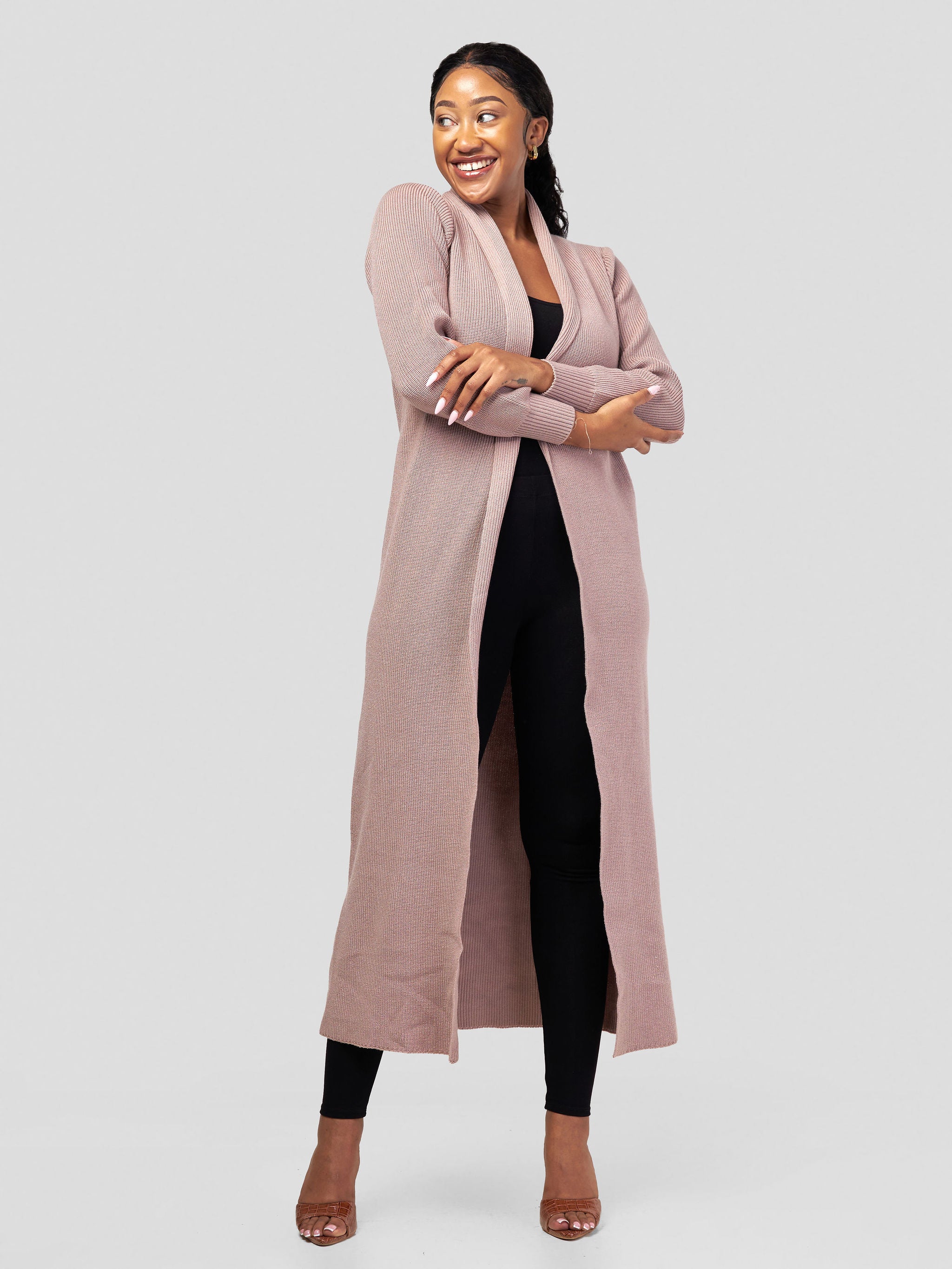 Vivo Long Sleeve Maxi Waterfall - Light Taupe