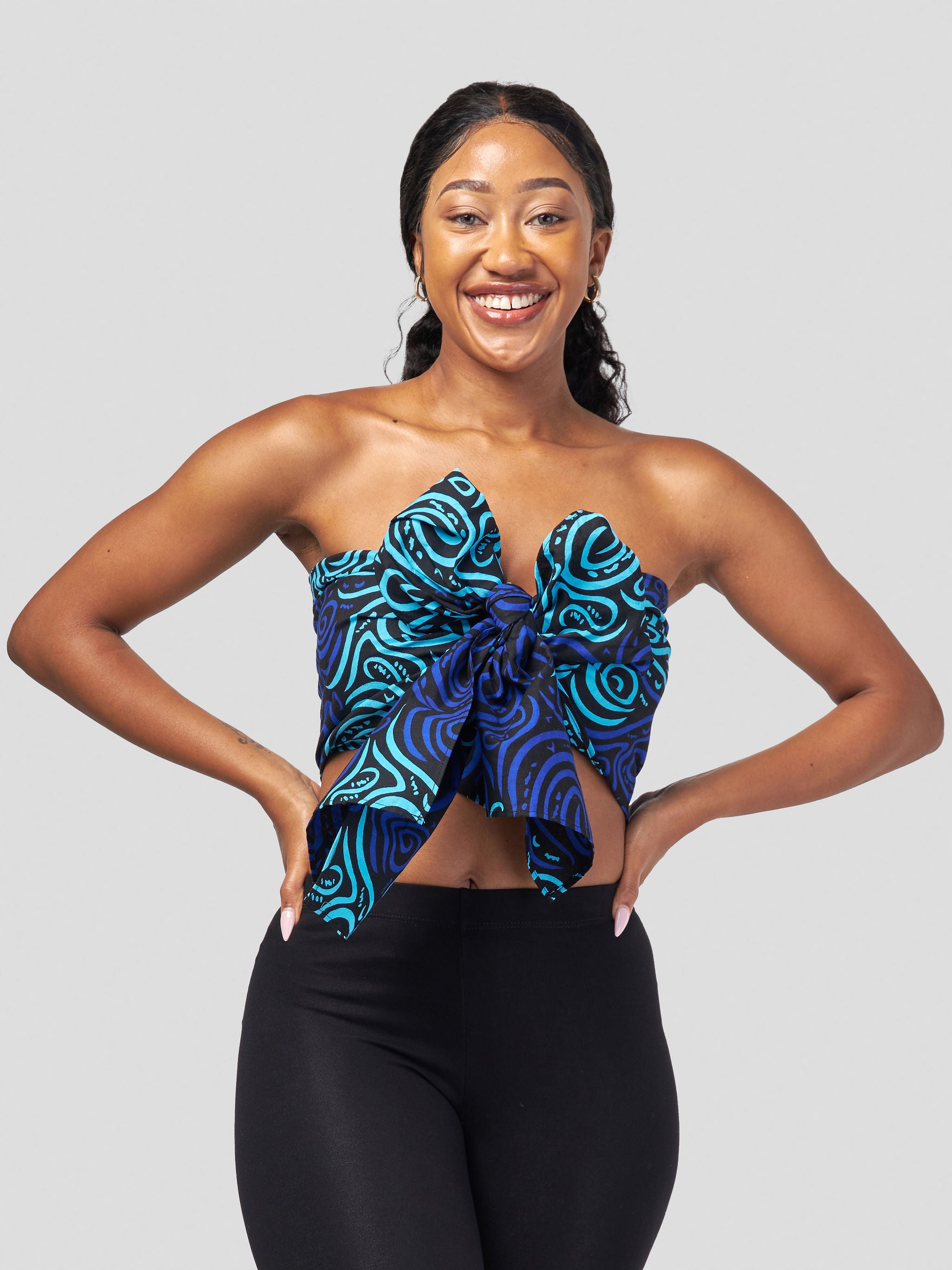 Vivo Kitenge Multi Purpose Wrap - Black / Blue Ankara Print