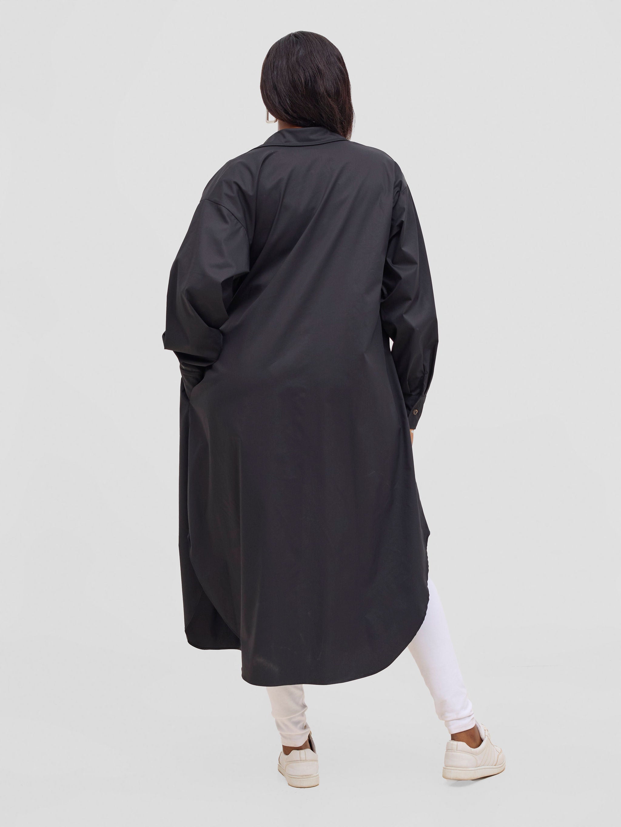 Safari Mansi Bishop Sleeve Shacket - Black