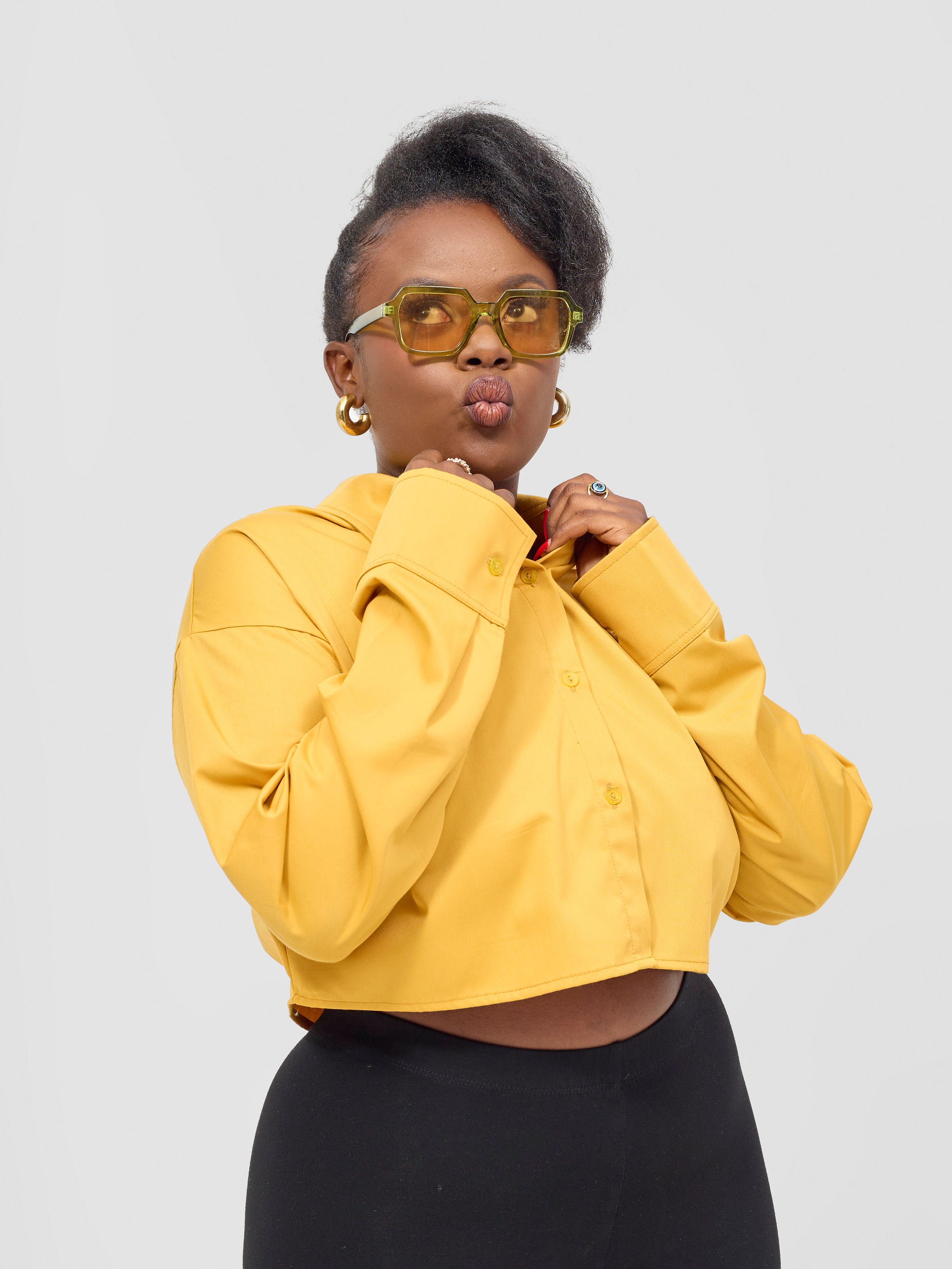 Zoya Kyro Cropped Shirt - Mustard