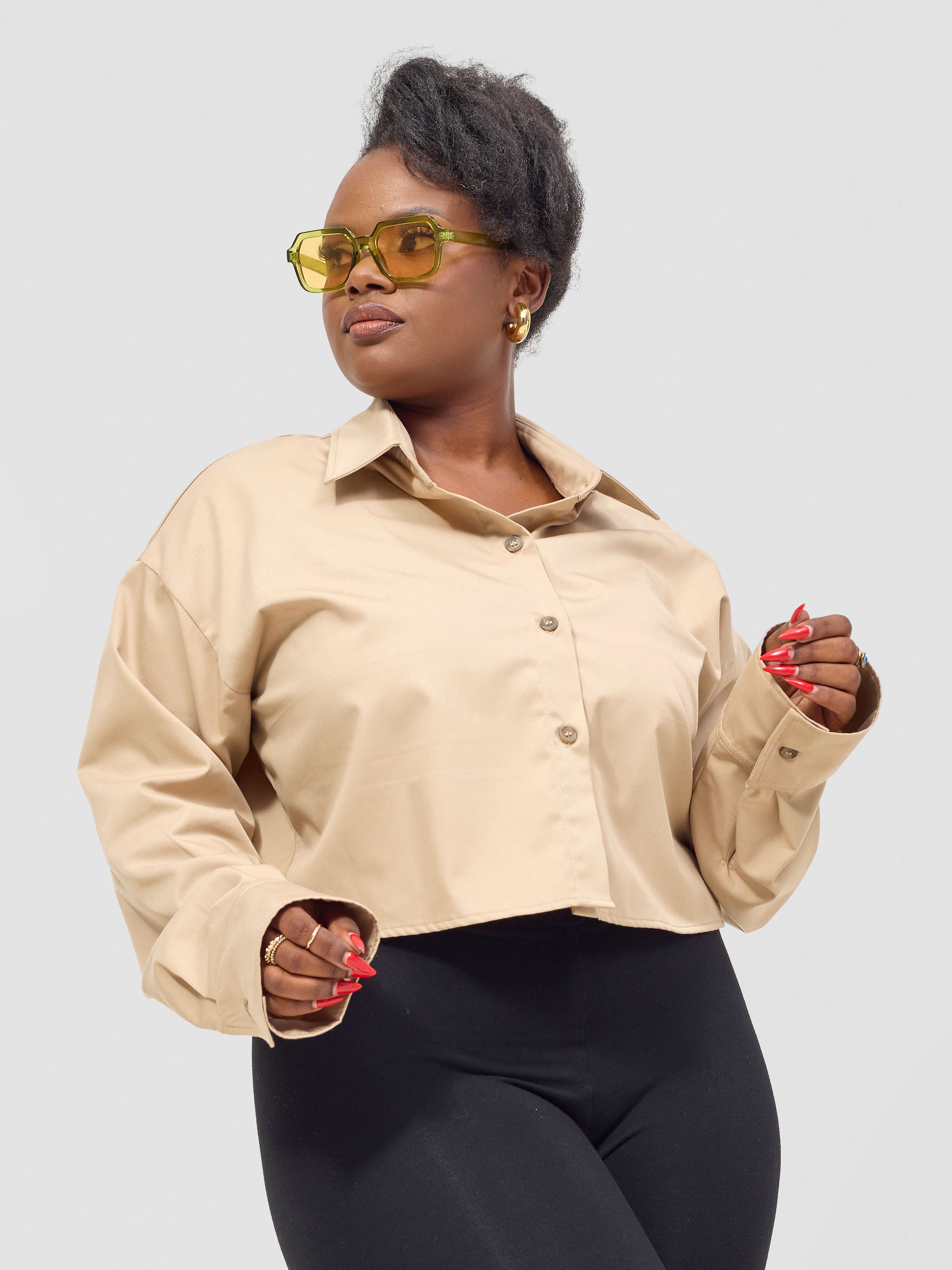 Zoya Kyro Cropped Shirt - Tan