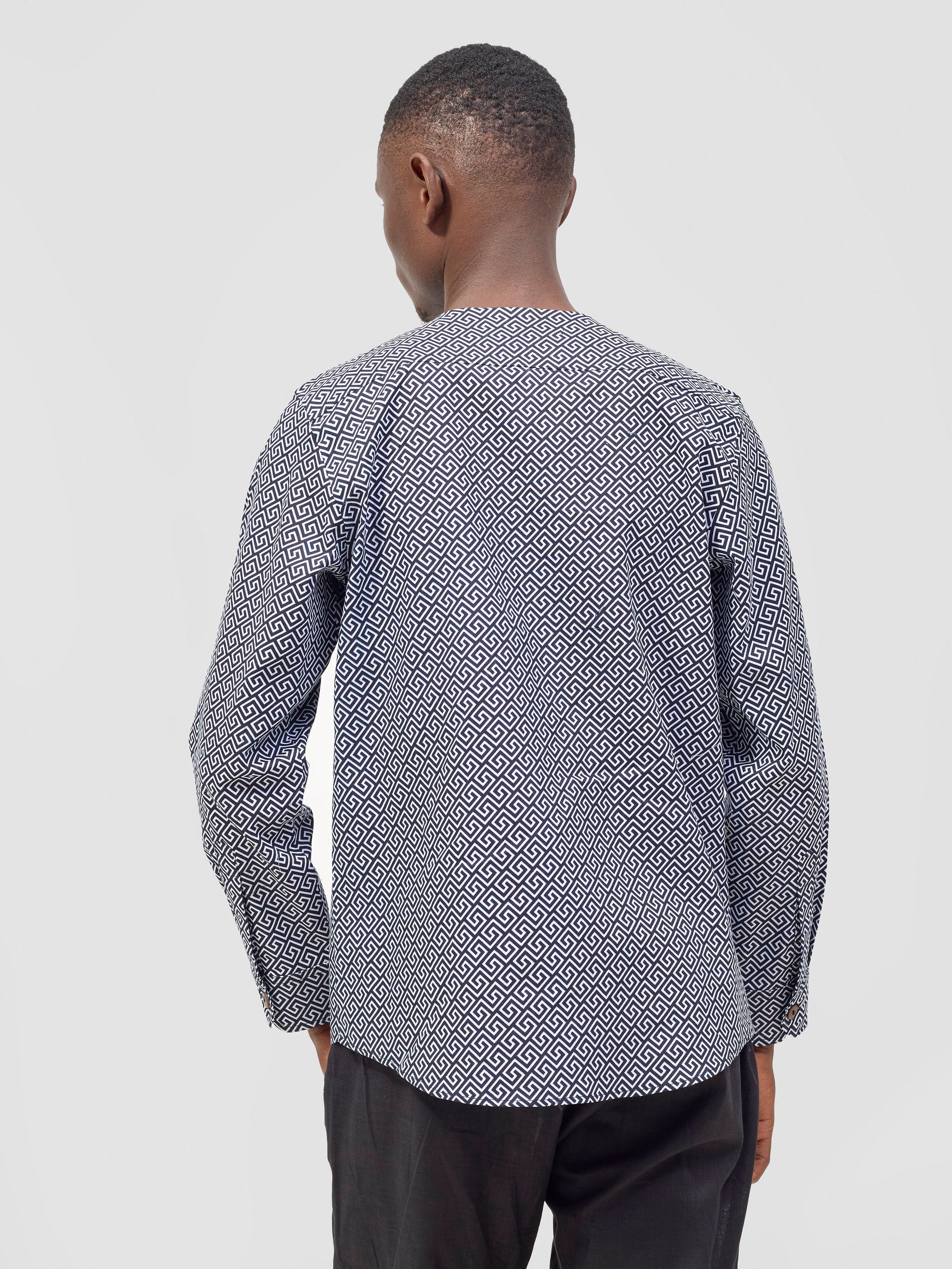 Safari Sizani Men's Kitenge Placket Shirt - Himo Print