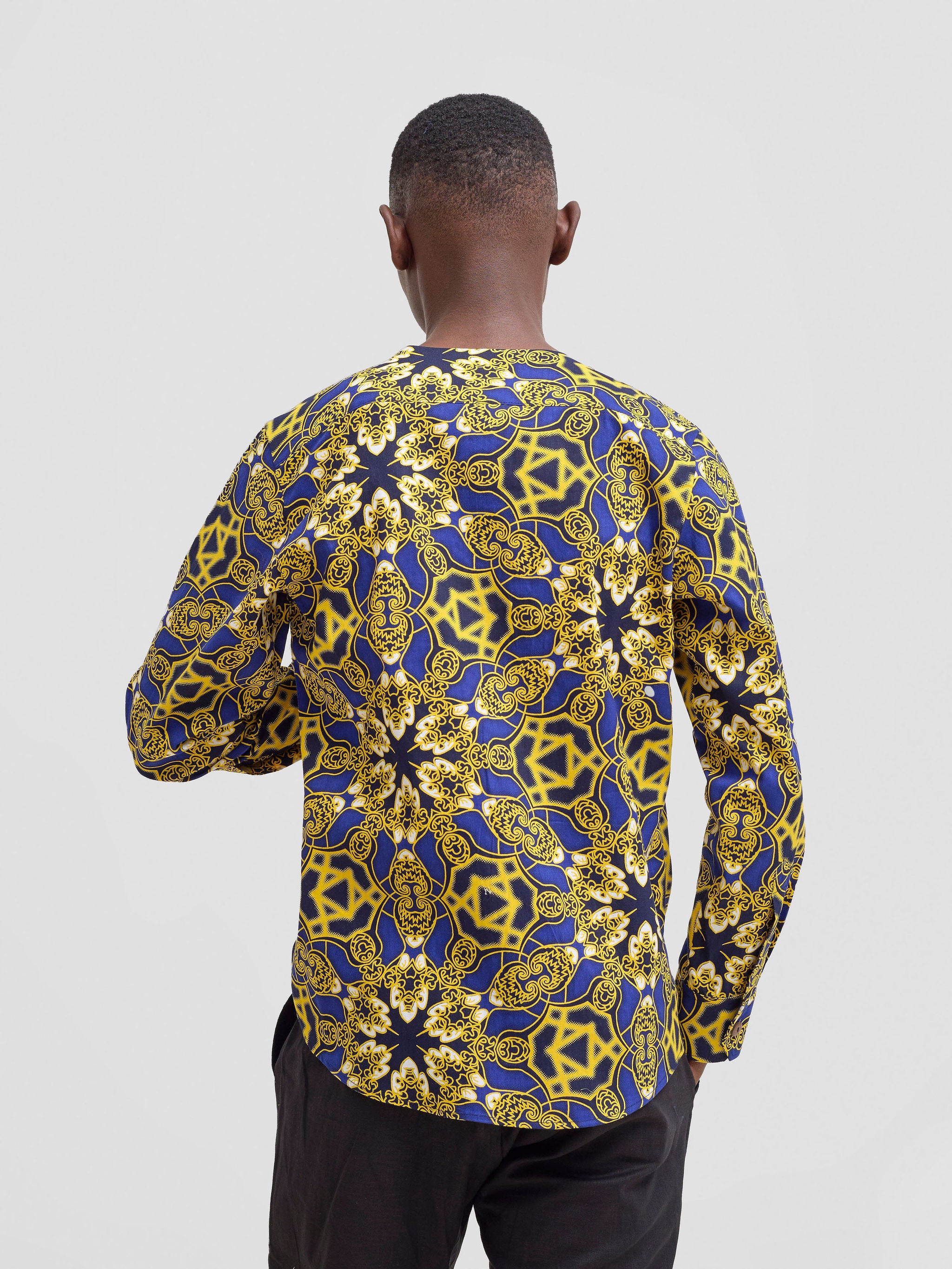 Safari Sizani Men's Kitenge Placket Shirt - Keri Print