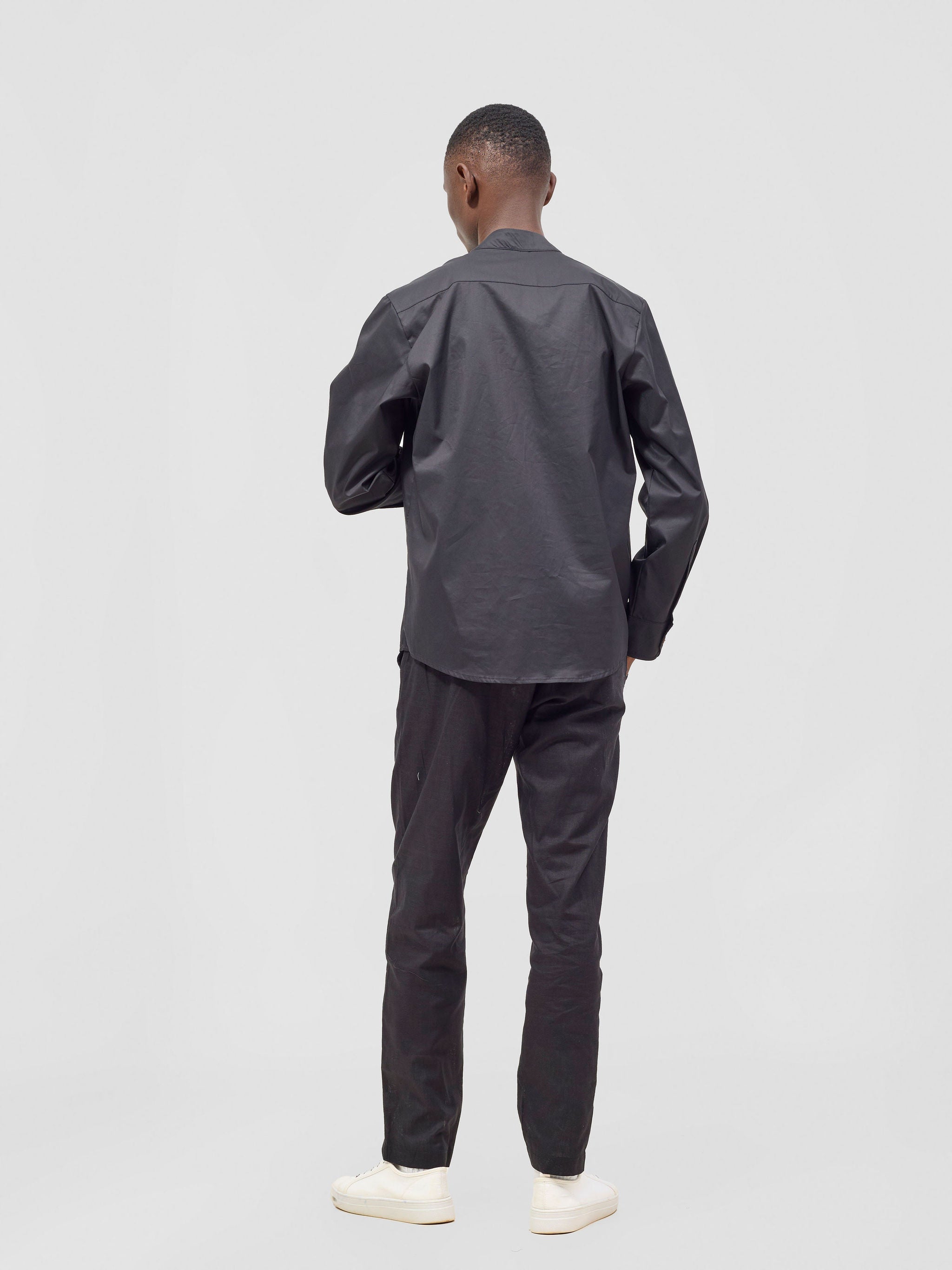 Safari Sizani Men's Kitenge Tuxedo Shirt - Black