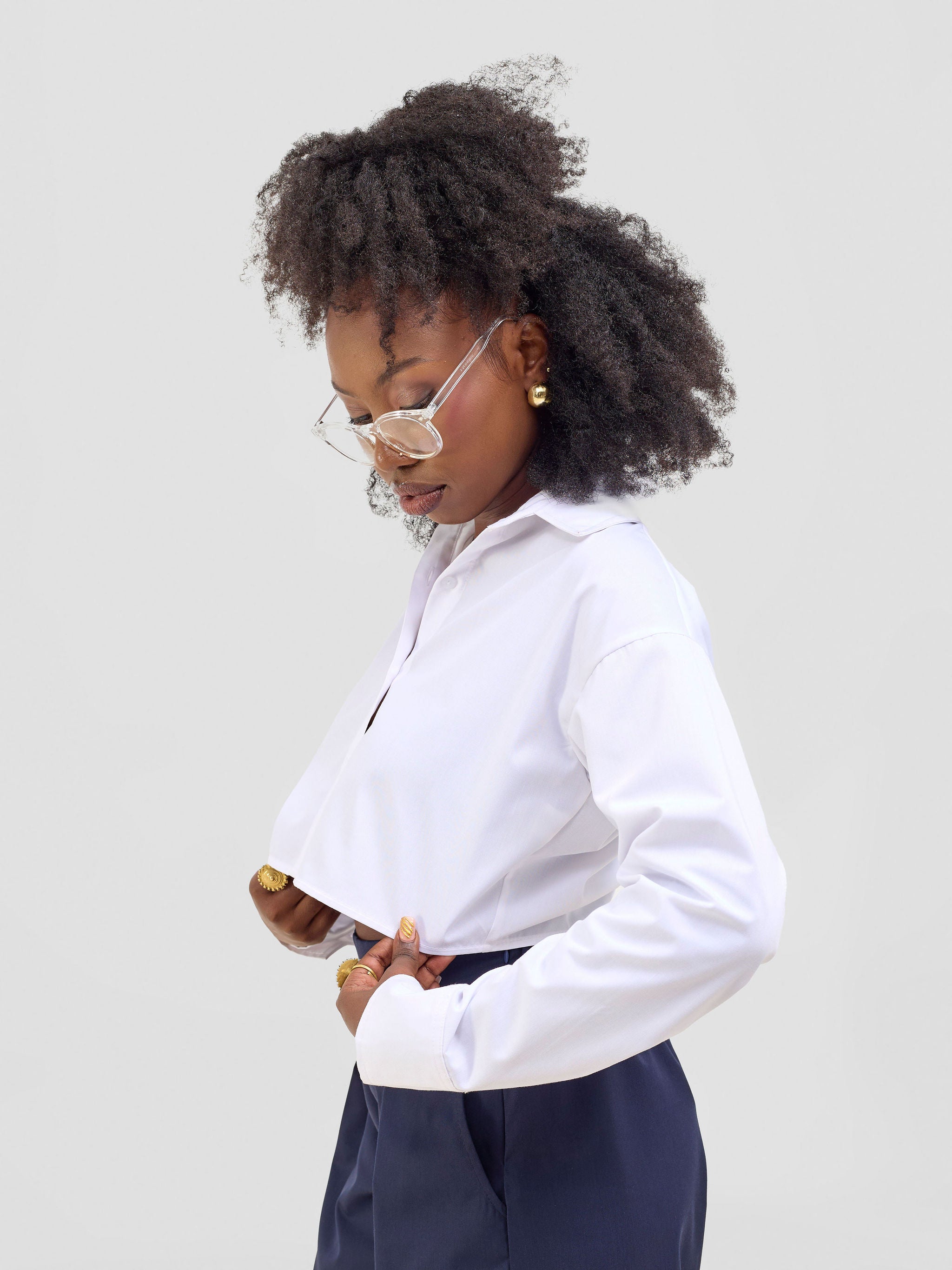 Zoya Kyro Cropped Shirt - White