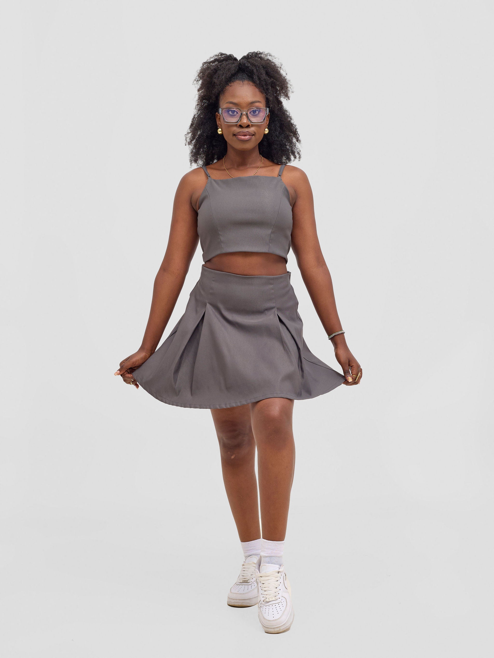 Zoya Kyro Pleated Mini Skirt - Grey