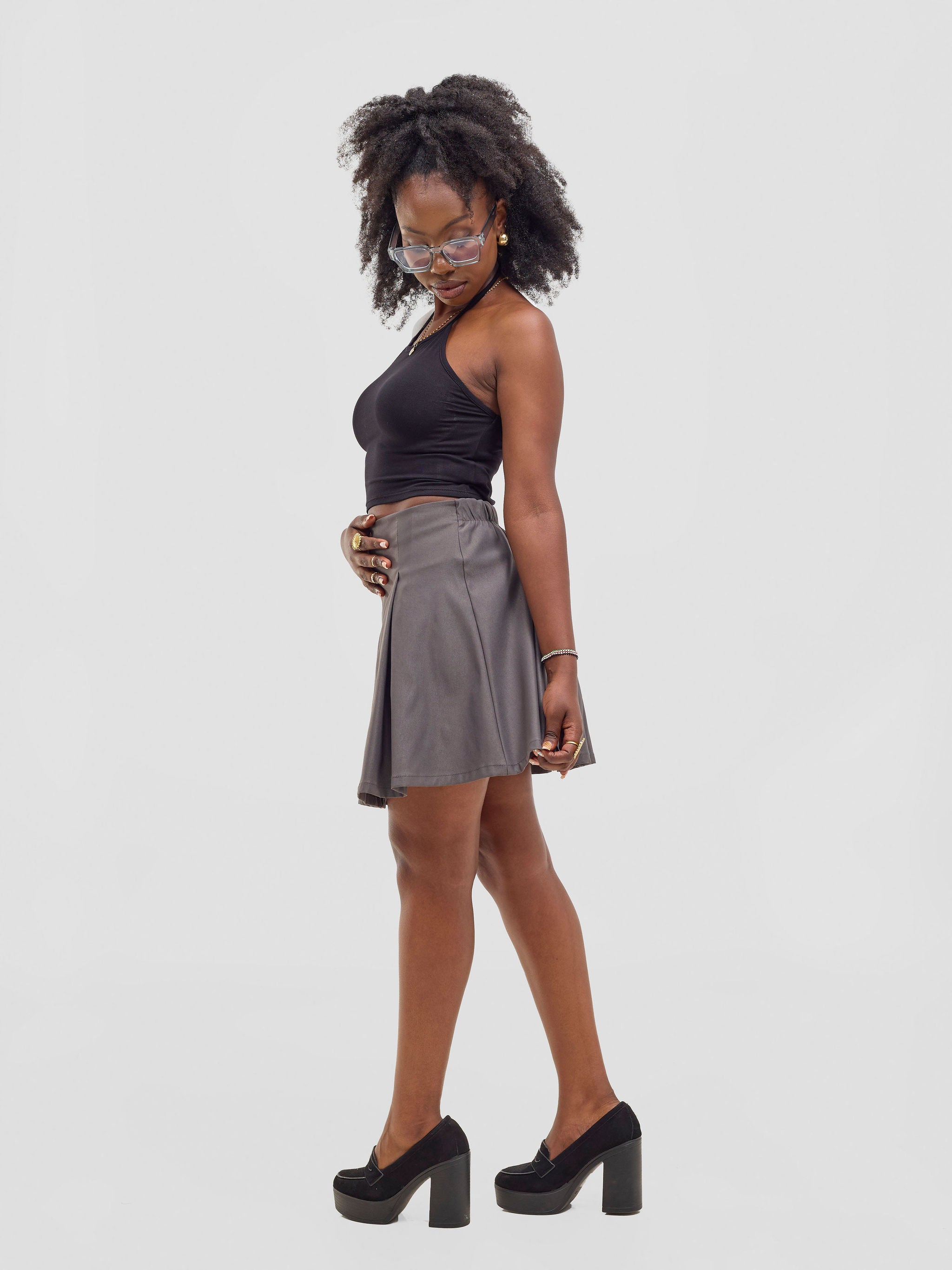 Zoya Kyro Pleated Mini Skirt - Grey