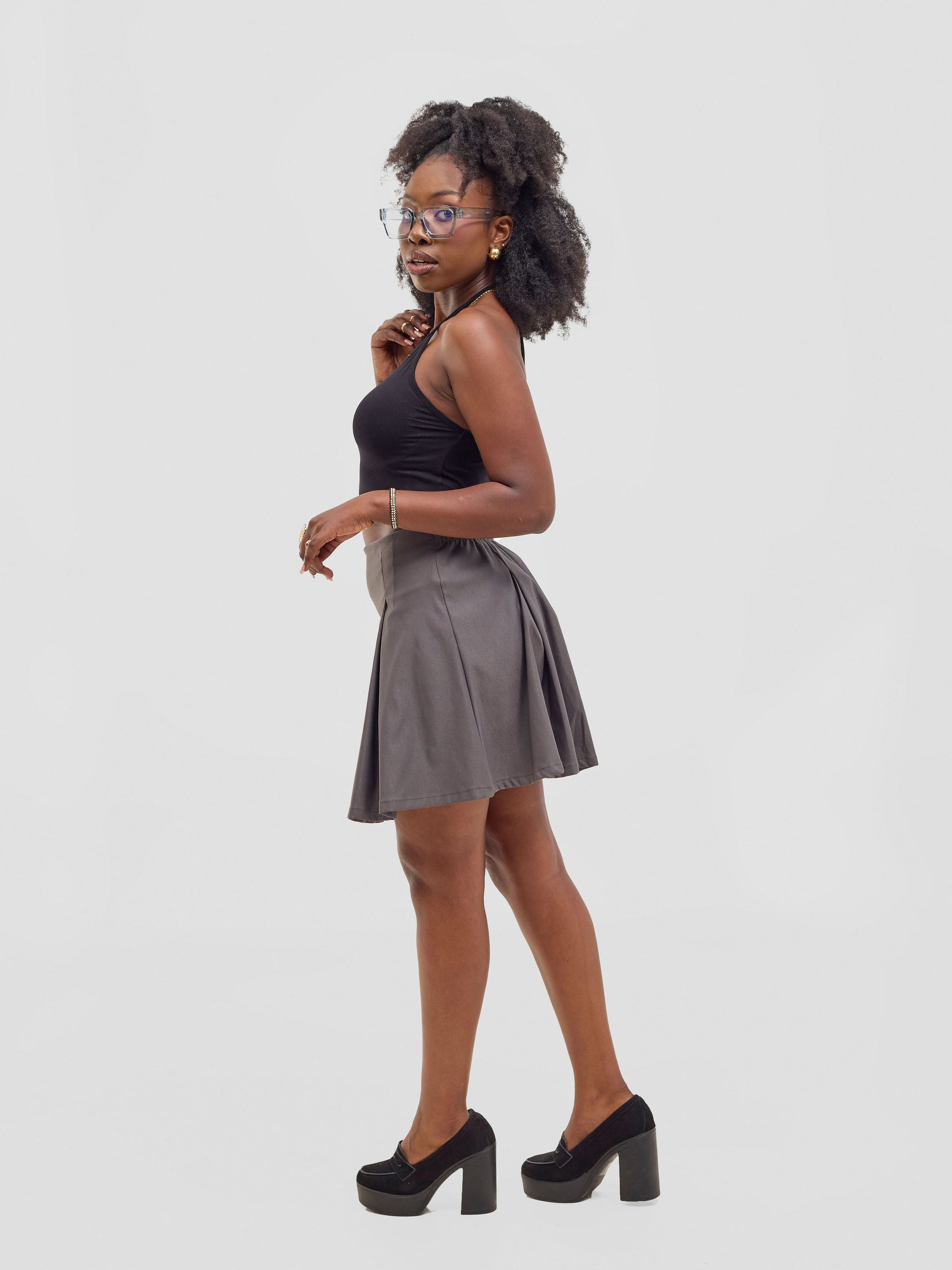 Zoya Kyro Pleated Mini Skirt - Grey