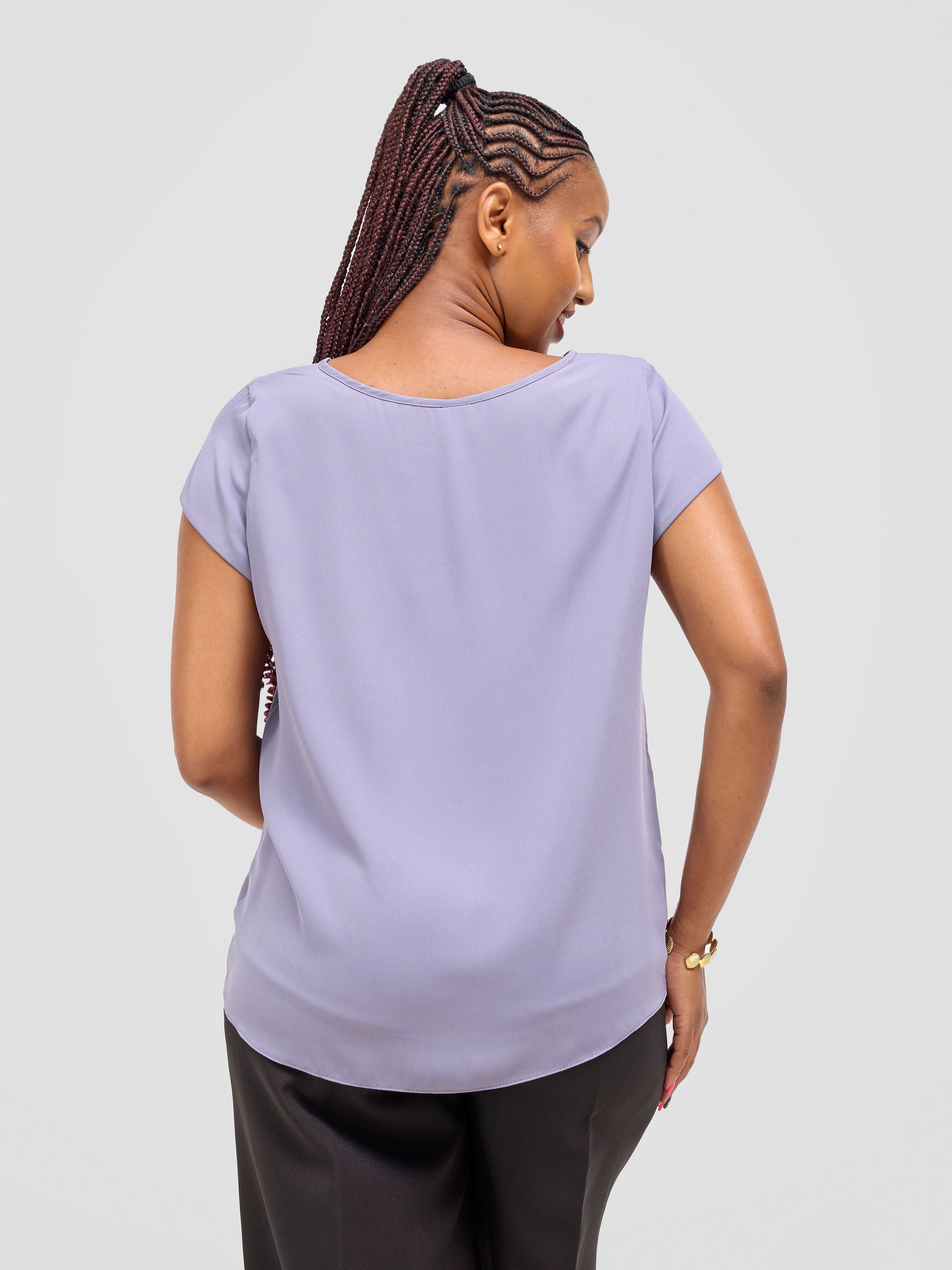 Vivo Basic Chiffon Cap Sleeve Top (Double Layered) - Grey