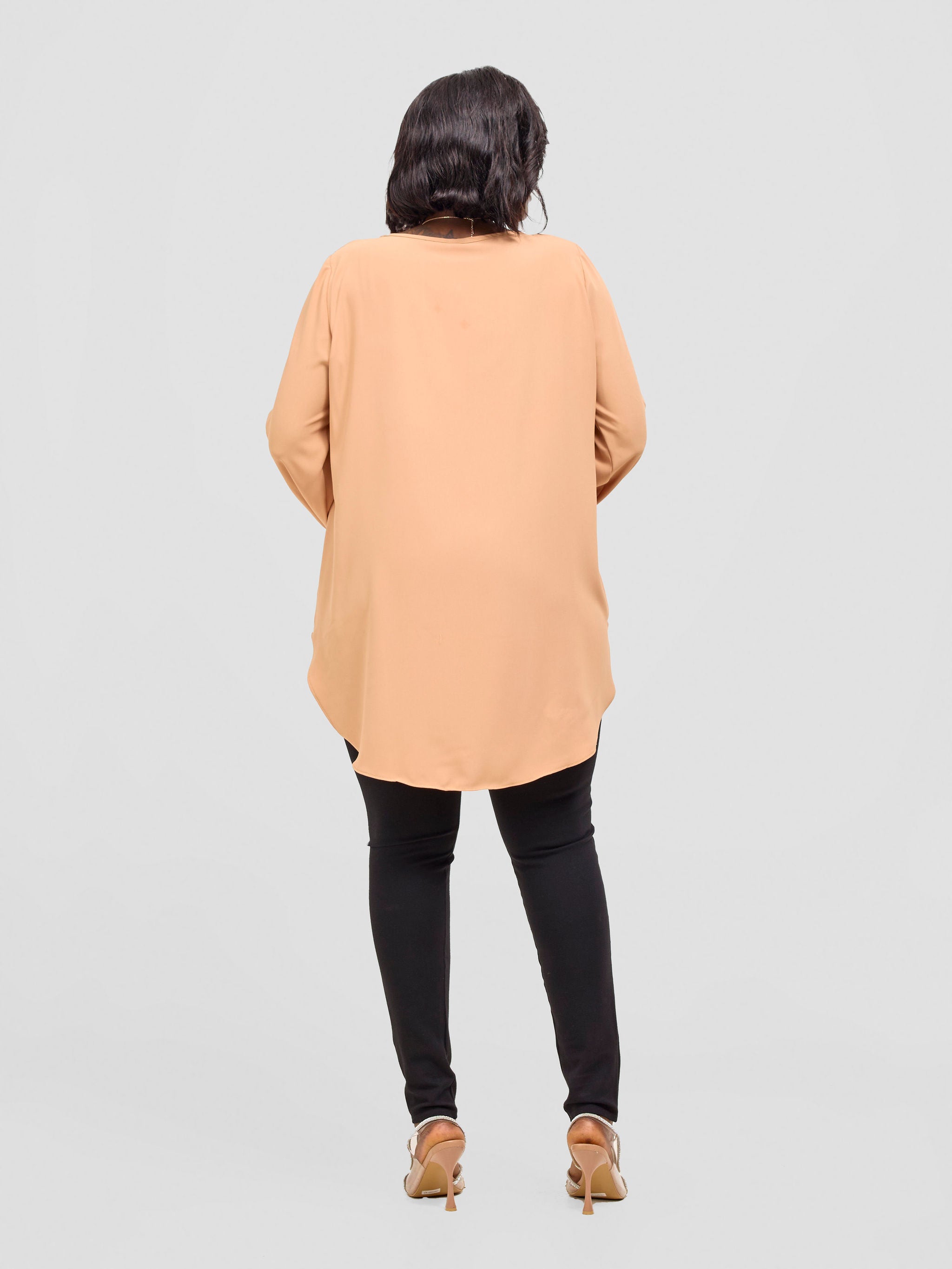 Vivo Basic Tsavo Scalloped Chiffon Top - Tan