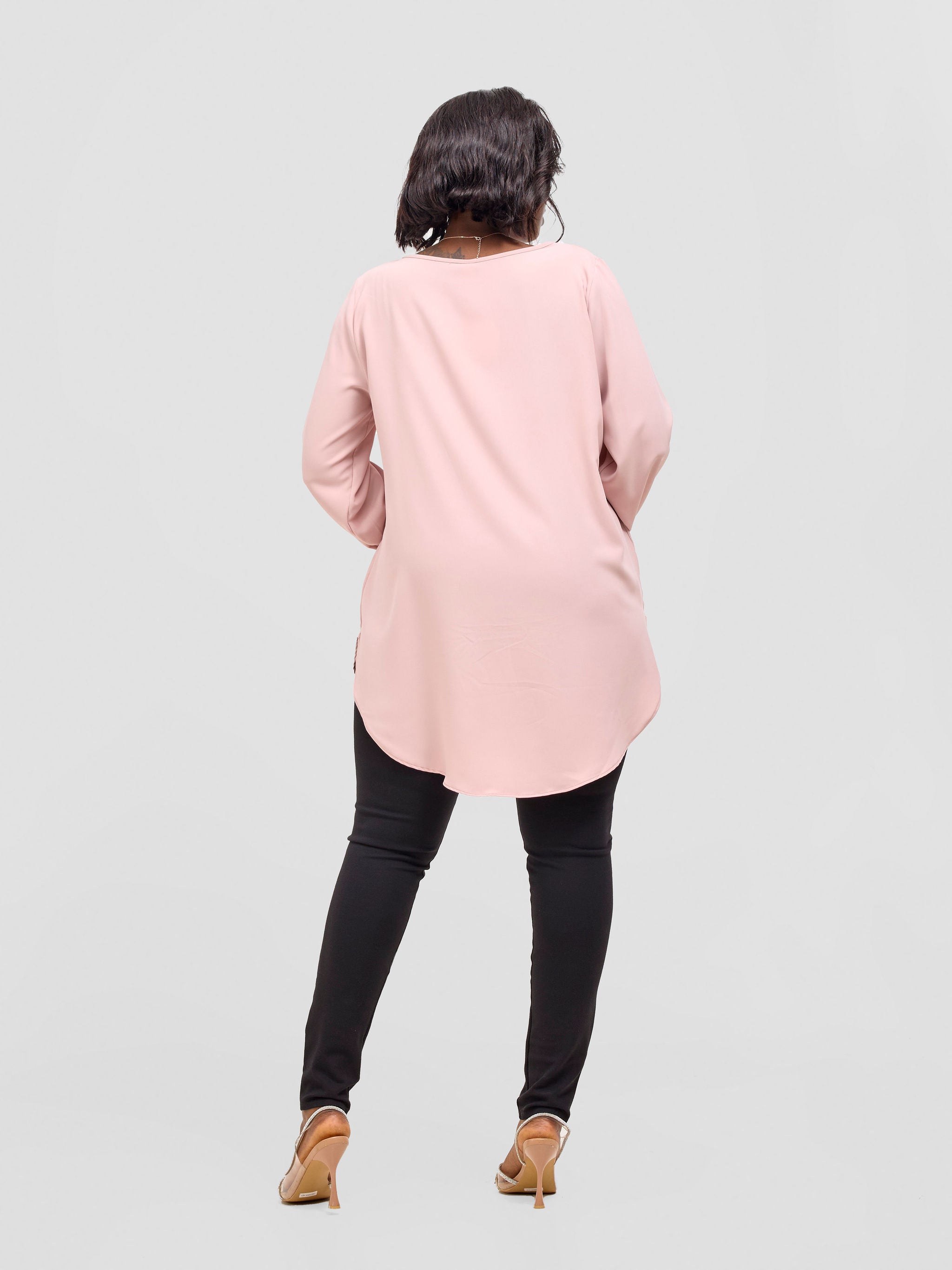 Vivo Basic Tsavo Scalloped Chiffon Top - Taupe