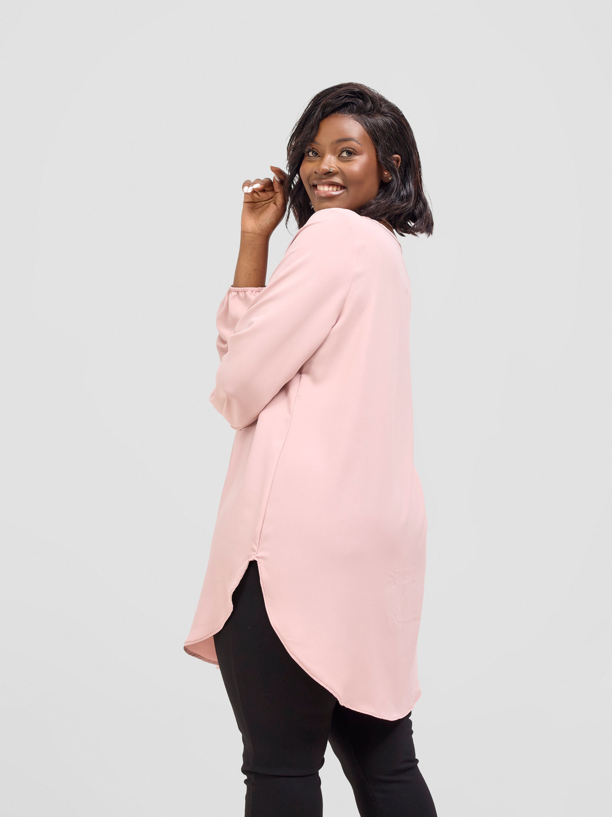 Vivo Basic Tsavo Scalloped Chiffon Top - Taupe