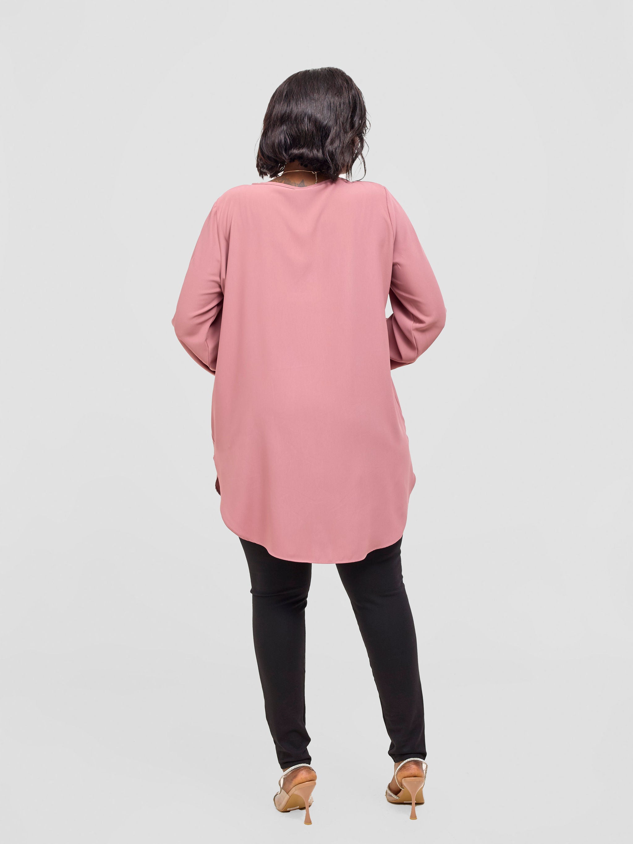 Vivo Basic Tsavo Scalloped Chiffon Top - Blush Pink