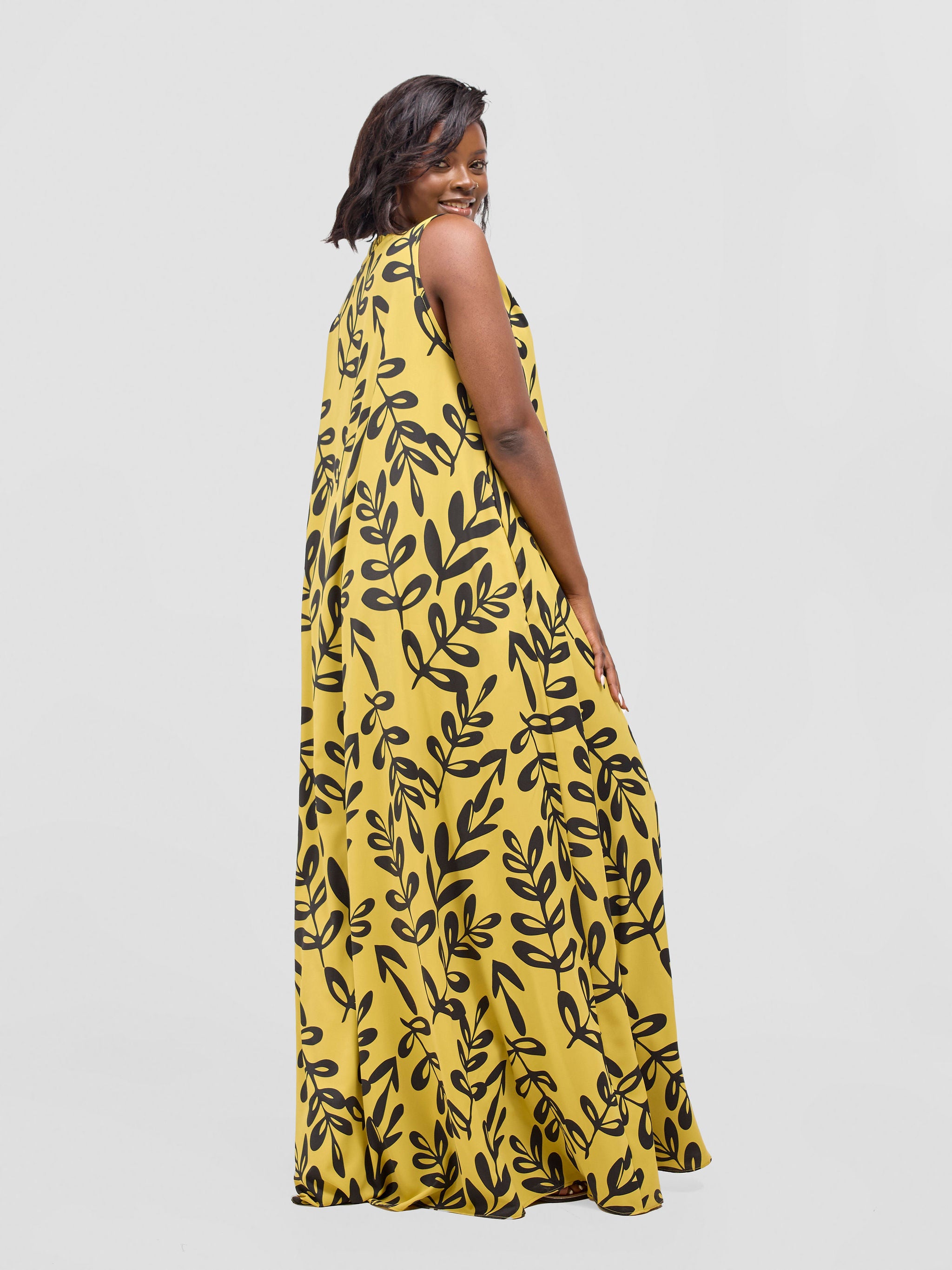 Vivo Ava Tent Maxi Dress - Mustard / Black Jilo Print