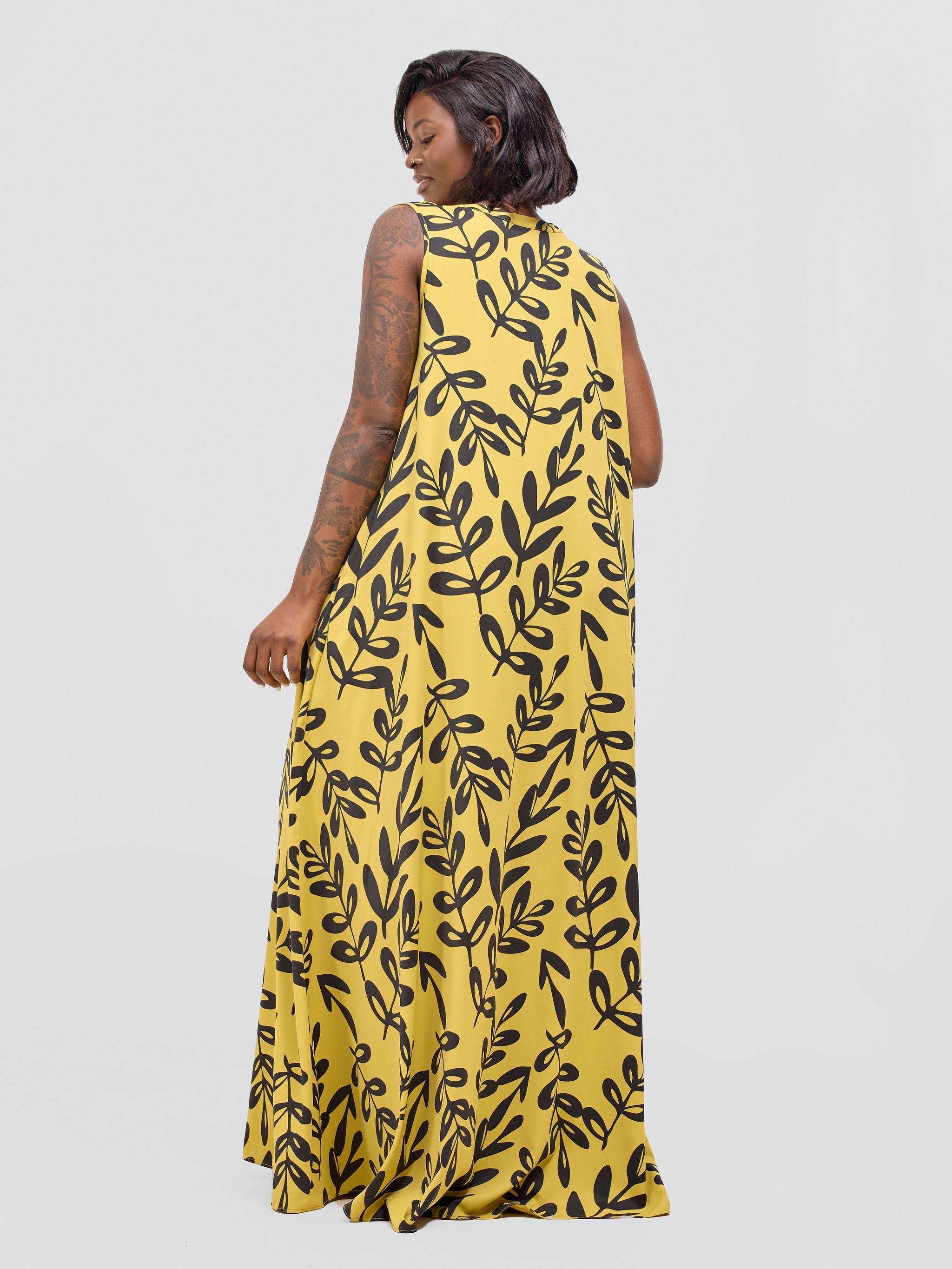 Vivo Ava Tent Maxi Dress - Mustard / Black Jilo Print