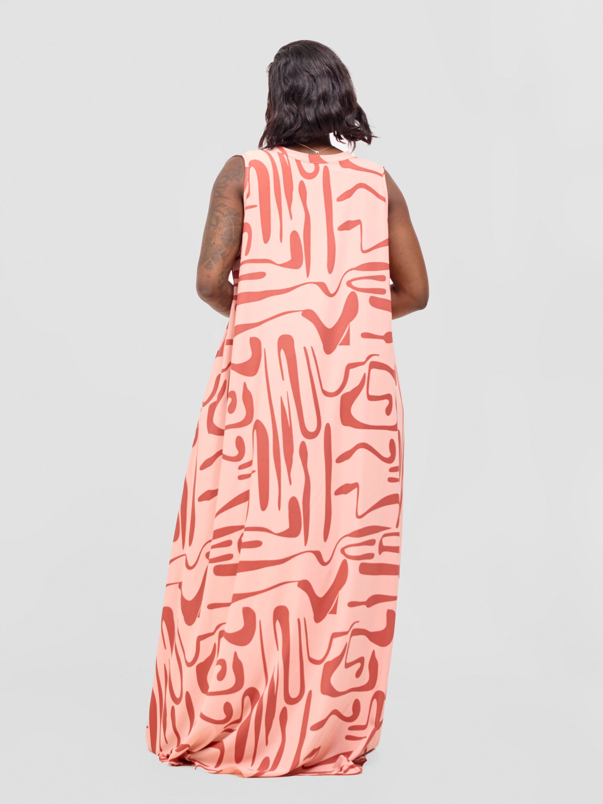 Vivo Ava Tent Maxi Dress - Peach / Rust Sera Print