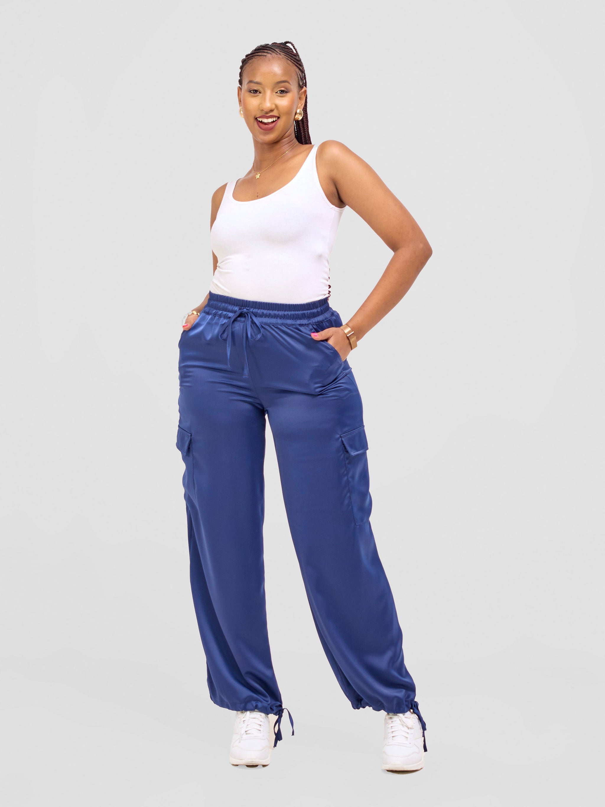 Zoya Luna Cargo Pants - Navy Blue