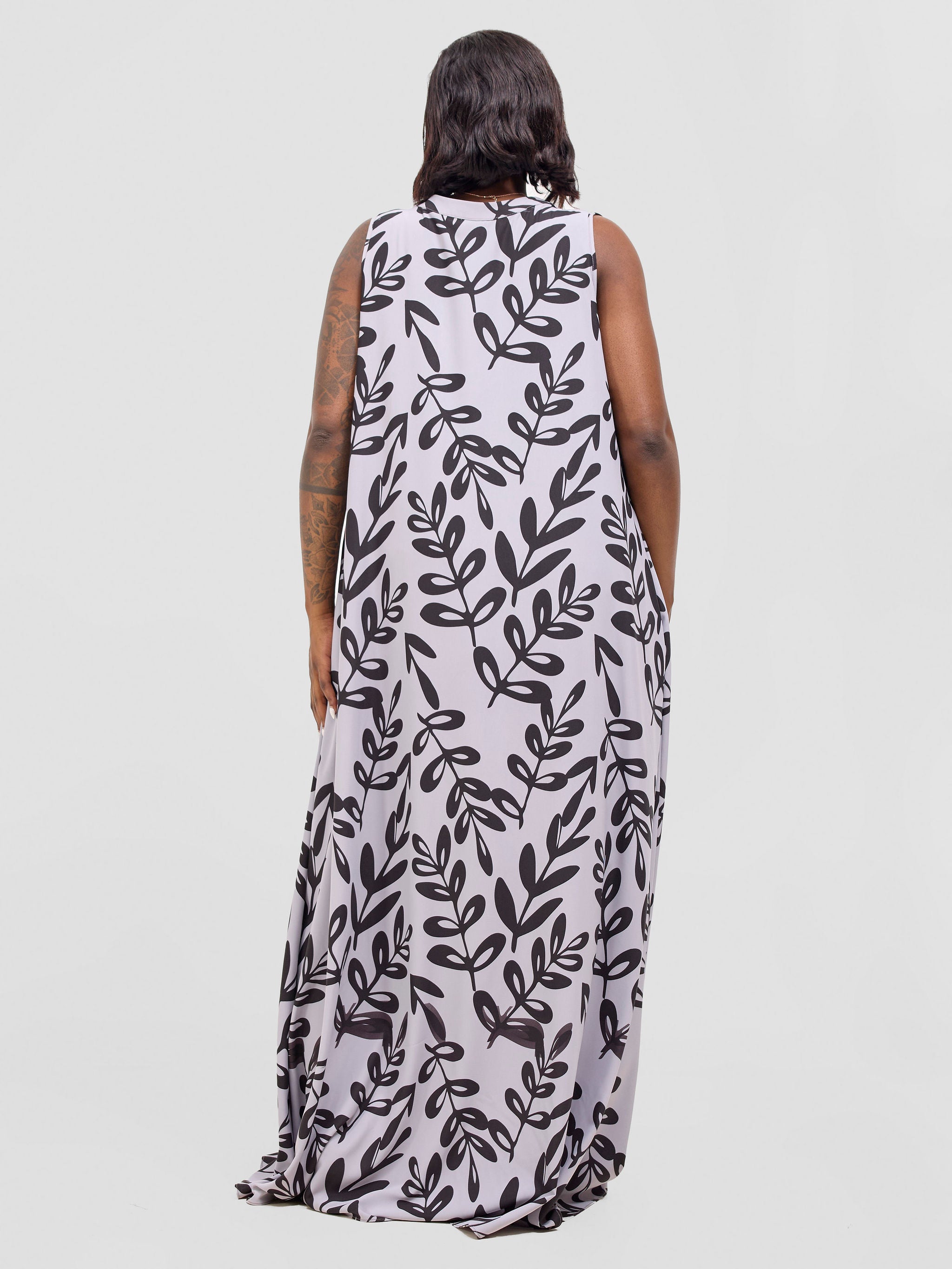 Vivo Ava Tent Maxi Dress - Grey / Black Jilo Print
