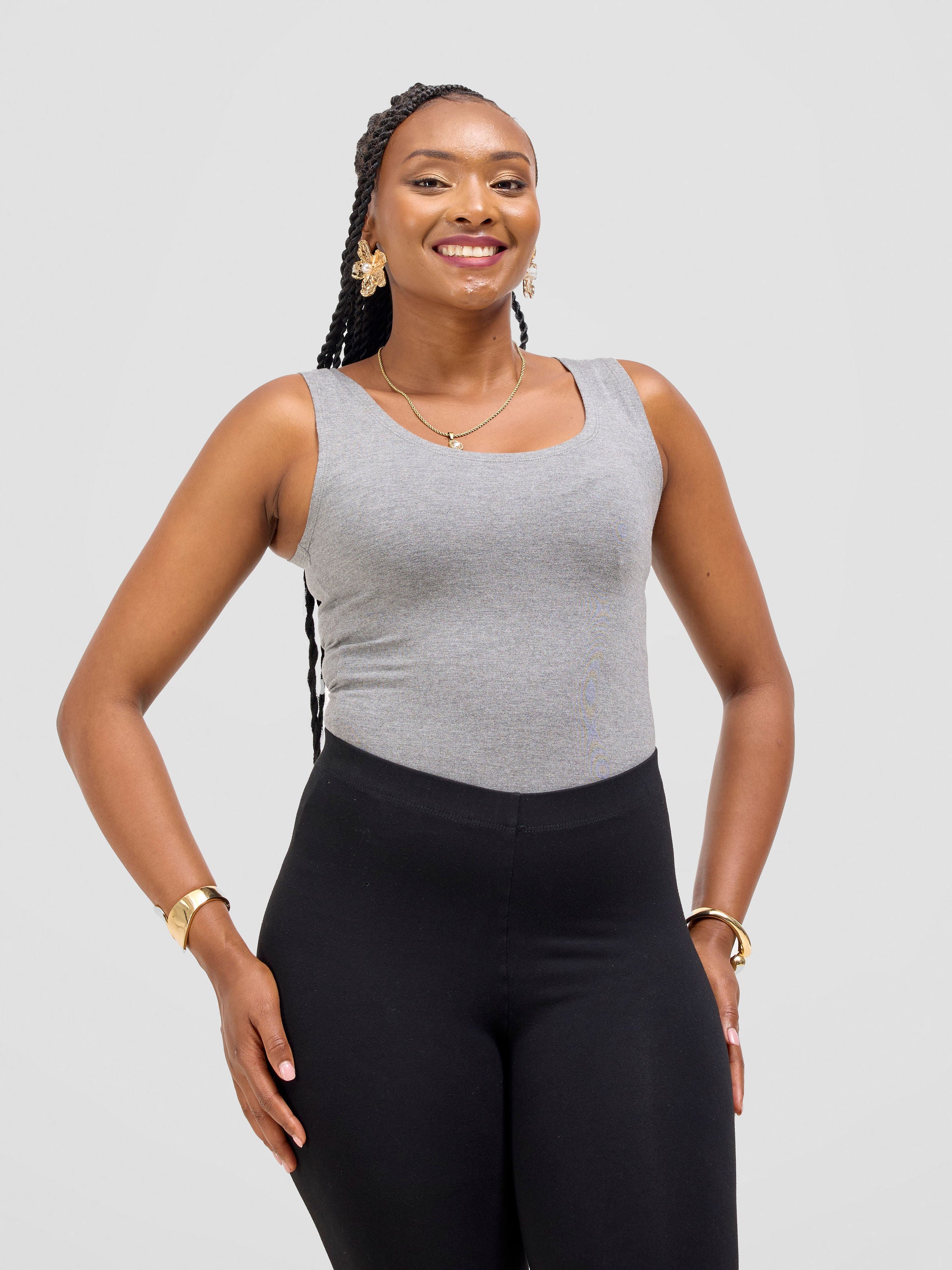 Vivo Basic Cap Sleeved Bodysuit - Light Grey