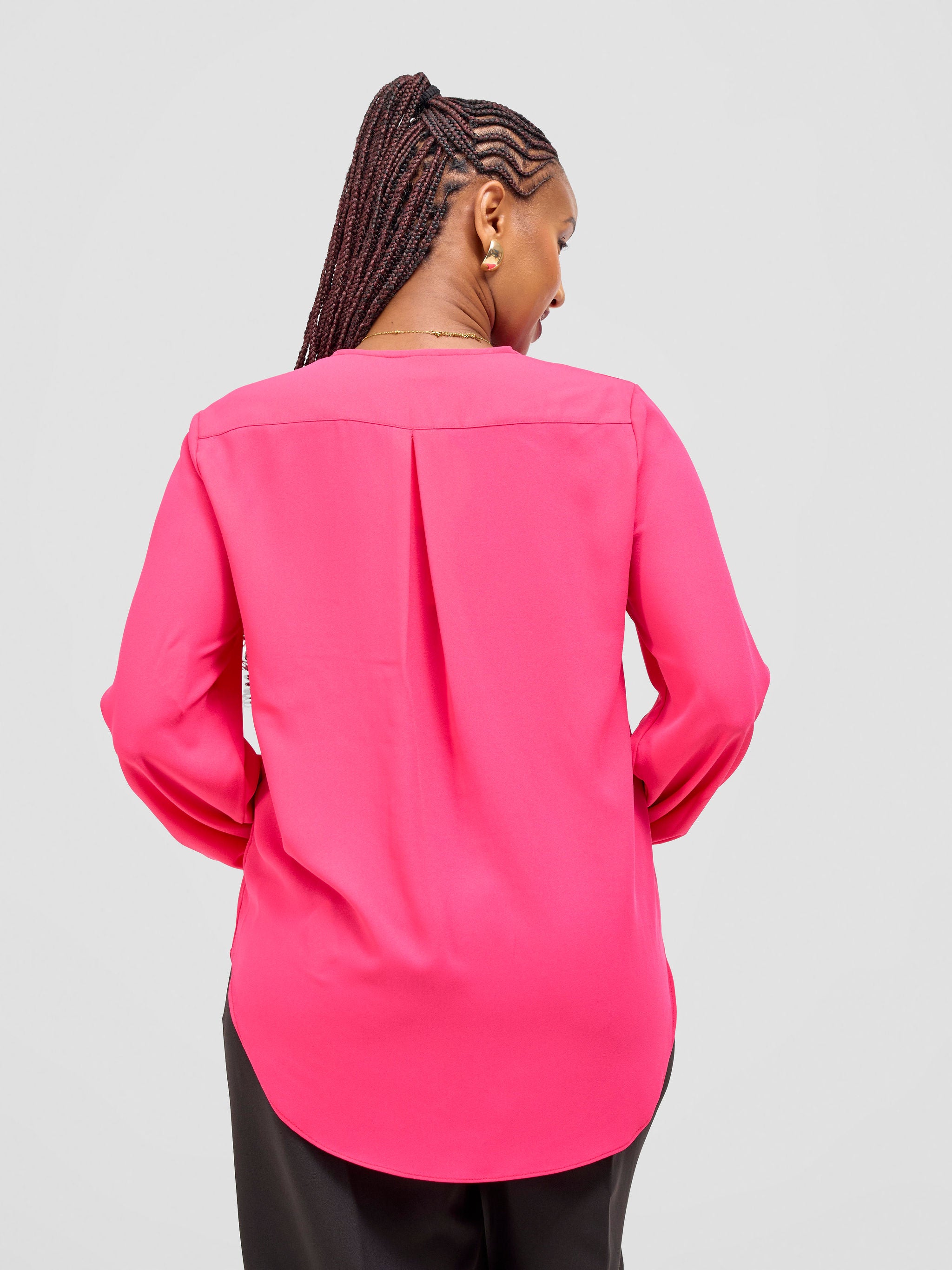 Vivo Dua Long Bishop Sleeve Top - Hot Pink