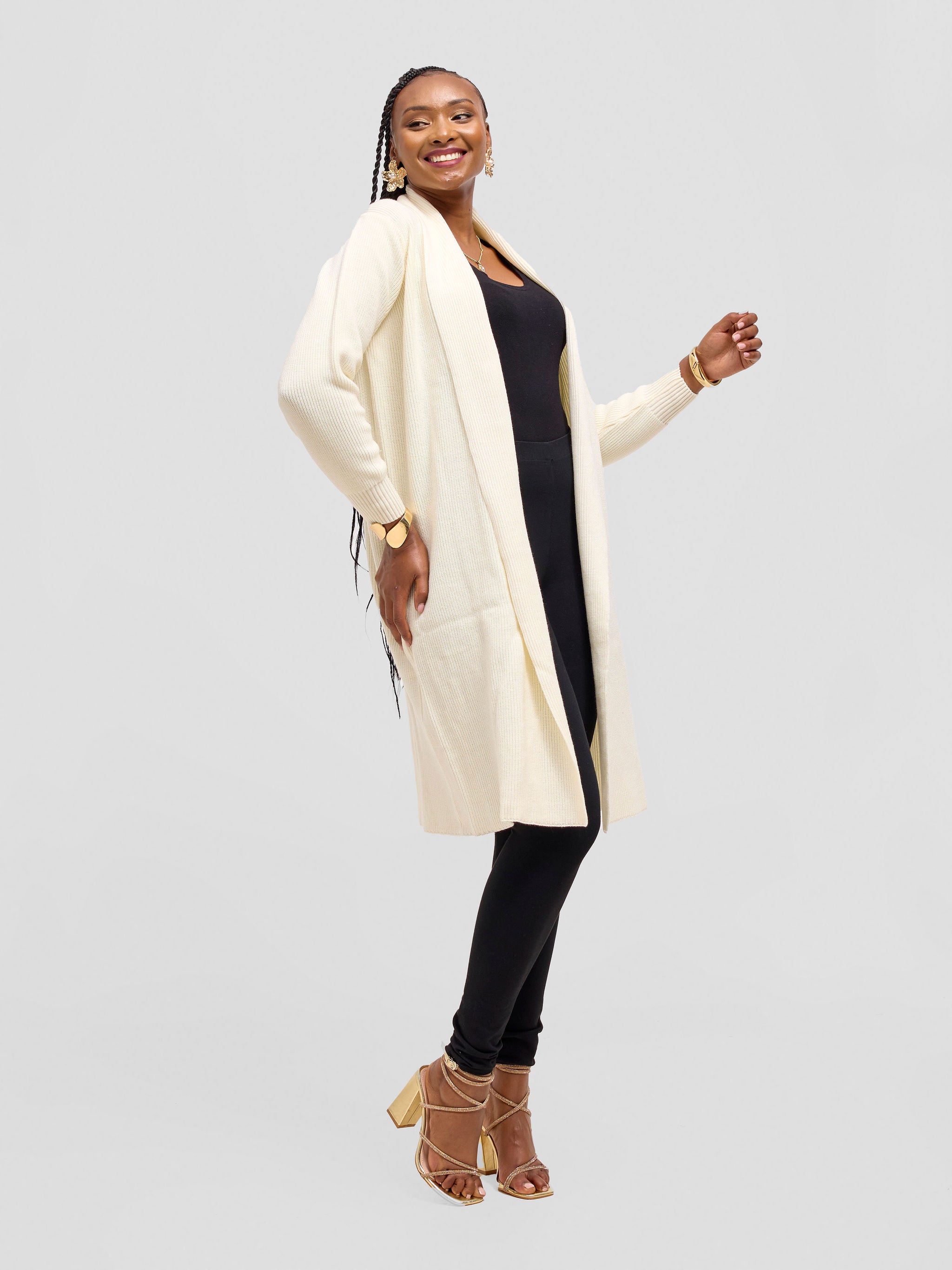 Vivo Long Sleeve Midi Waterfall - Offwhite