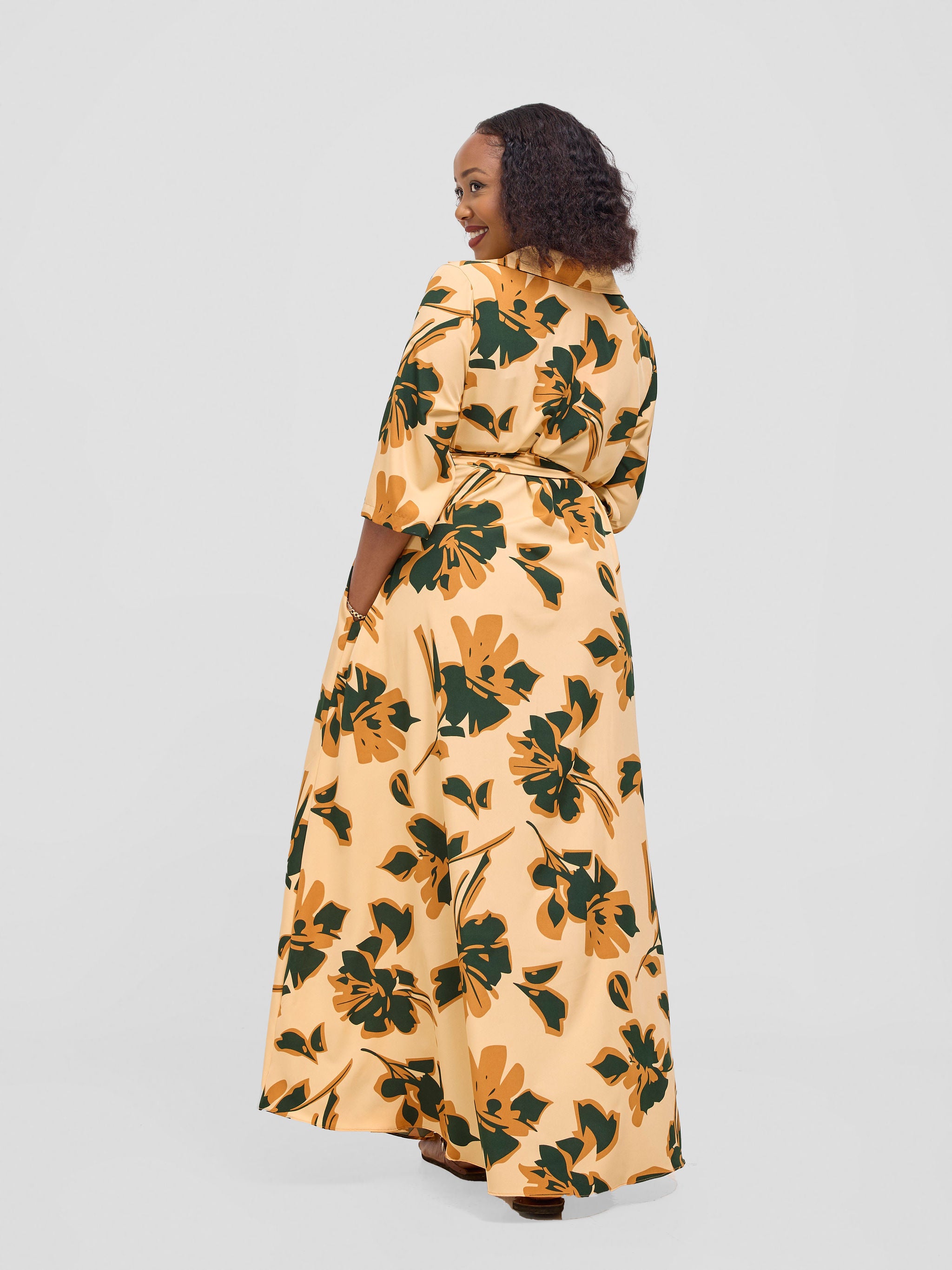 Vivo Yumi Maxi Shirt Dress - Cream / Hunters Lena Print