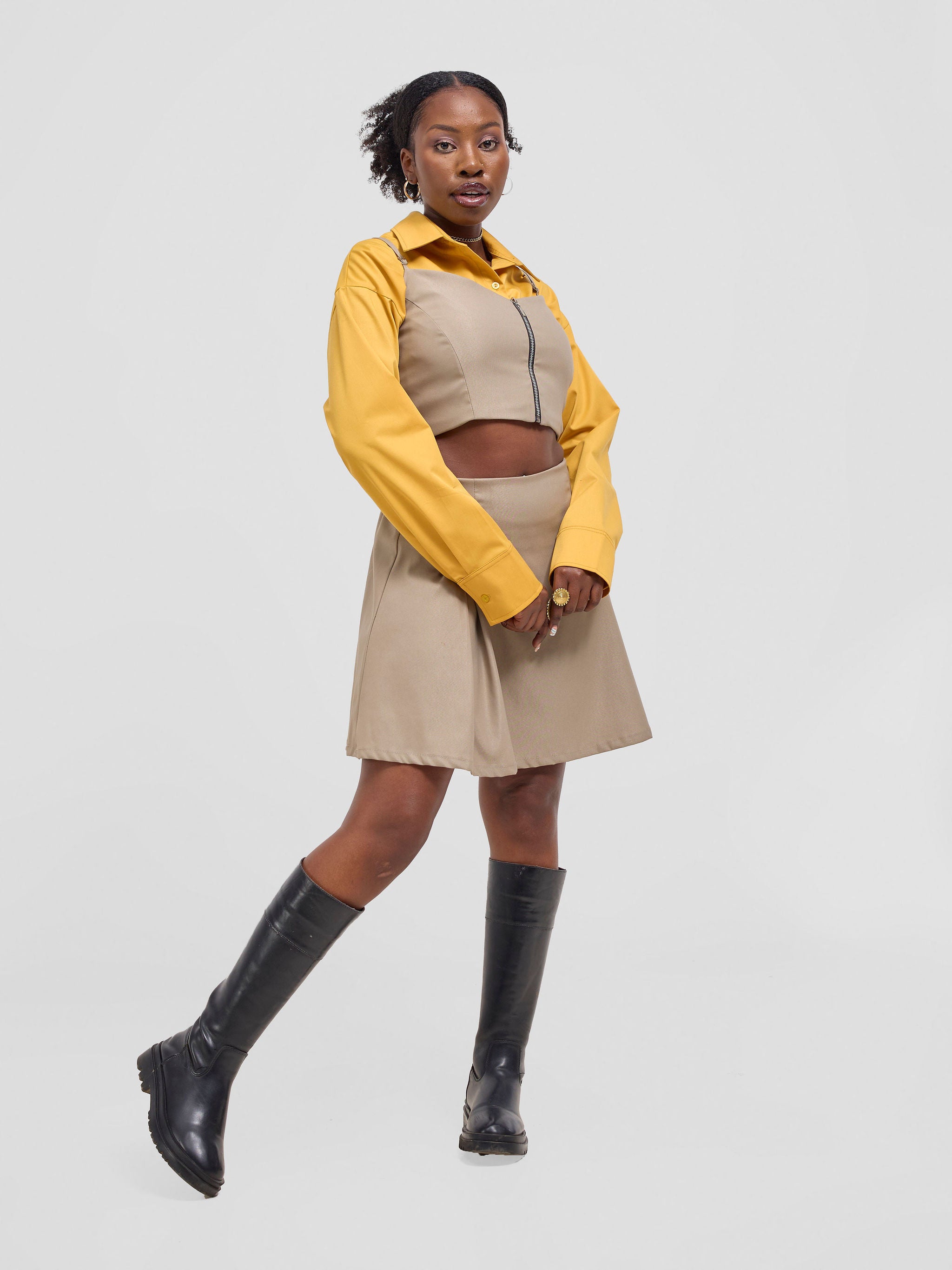 Zoya Kyro Cropped Shirt - Mustard