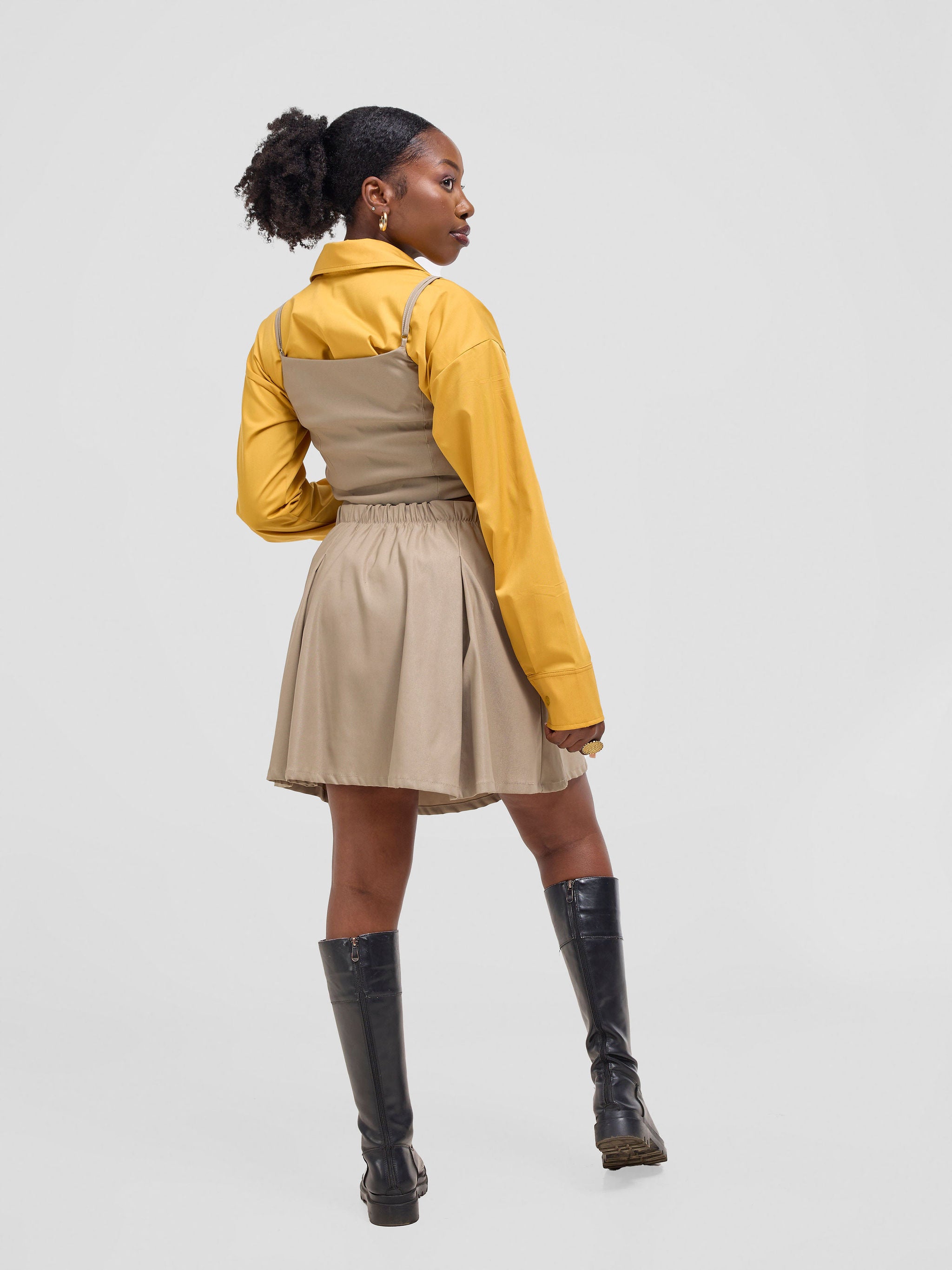 Zoya Kyro Pleated Mini Skirt - Taupe