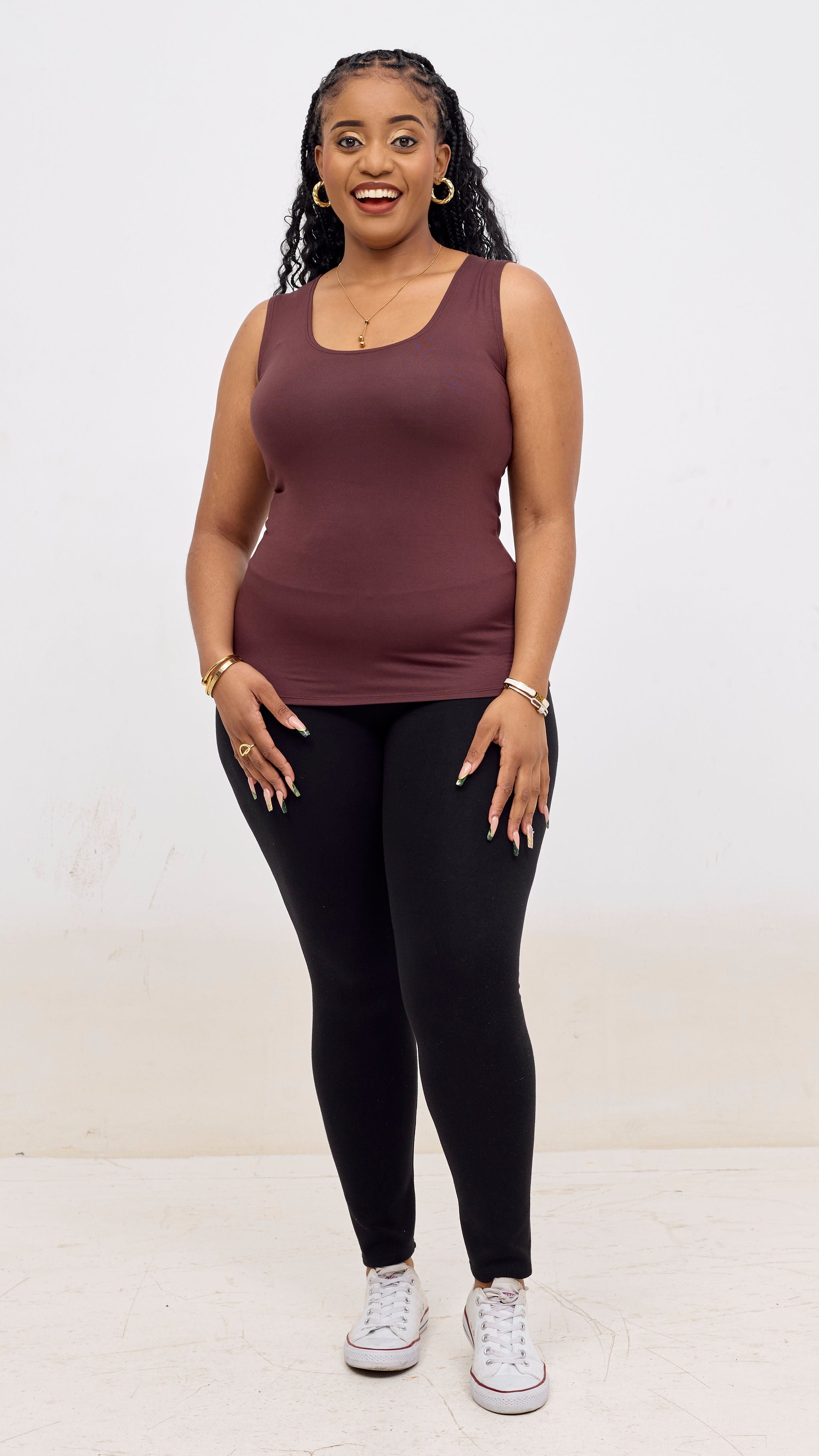 Vivo Basic Val Tank Top - Chocolate Brown