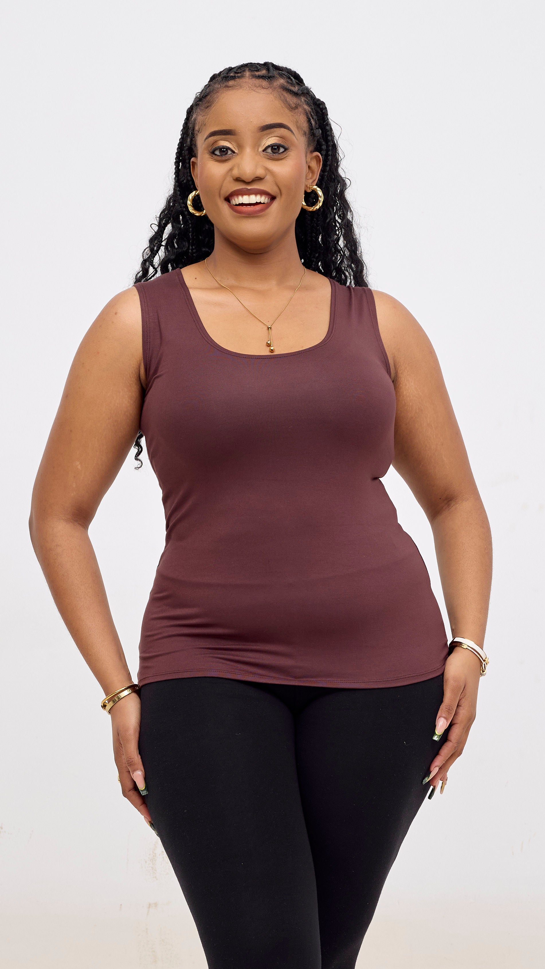 Vivo Basic Val Tank Top - Chocolate Brown