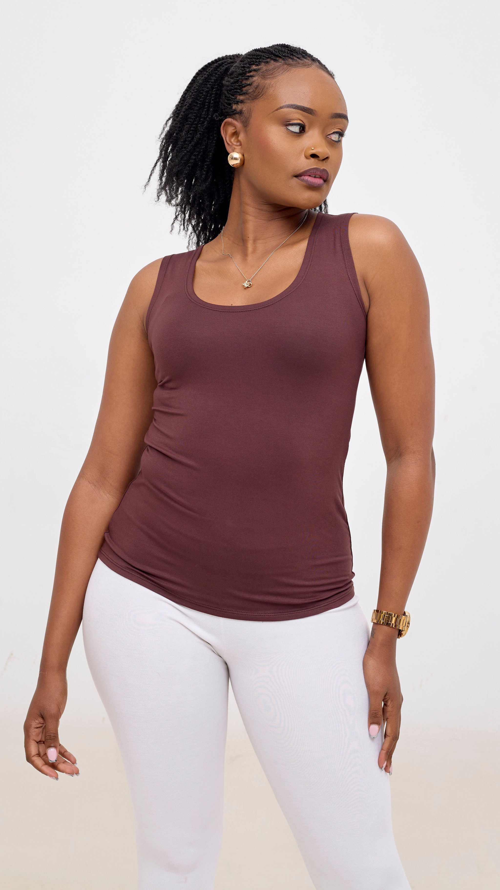 Vivo Basic Val Tank Top - Chocolate Brown