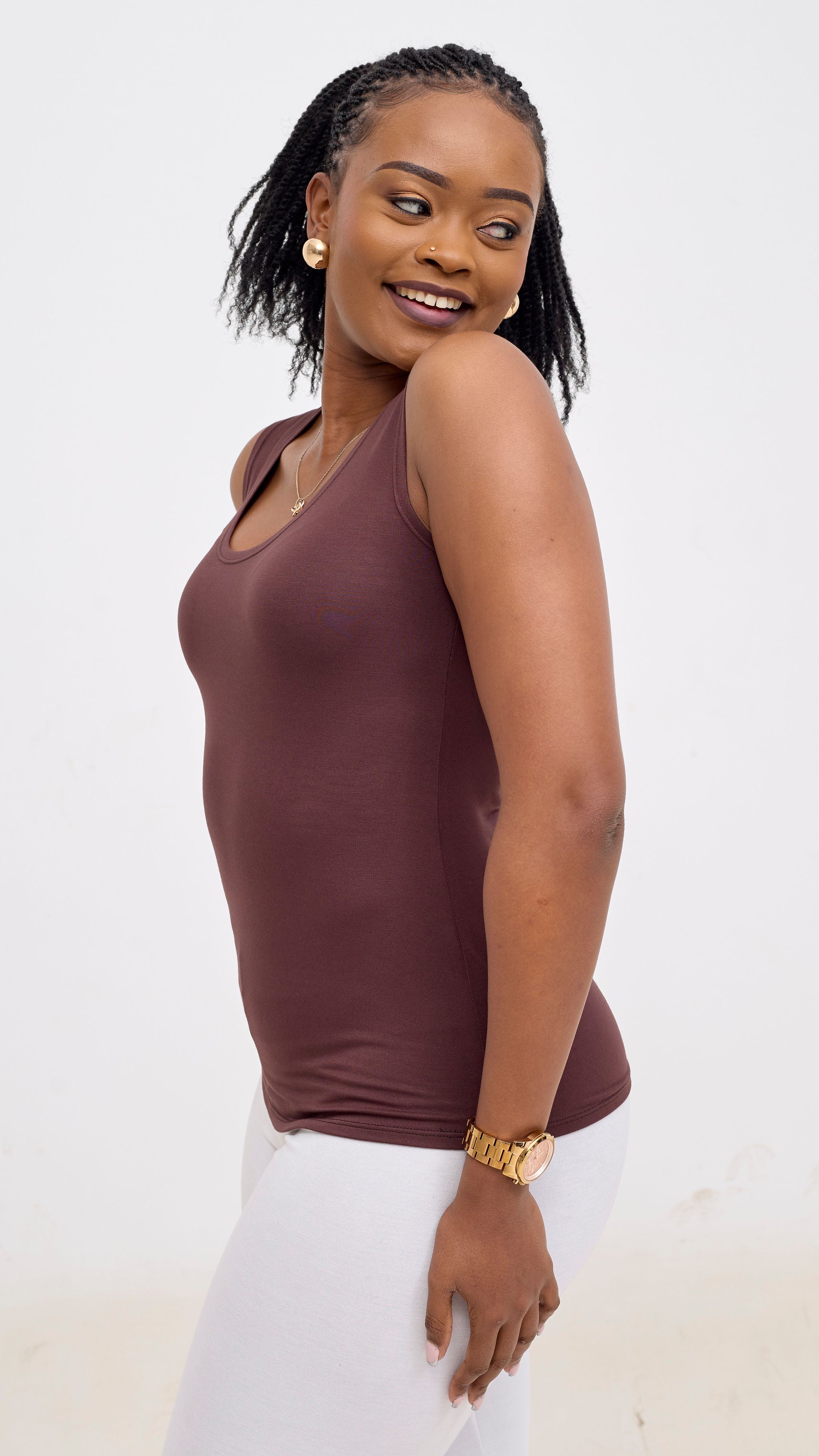Vivo Basic Val Tank Top - Chocolate Brown