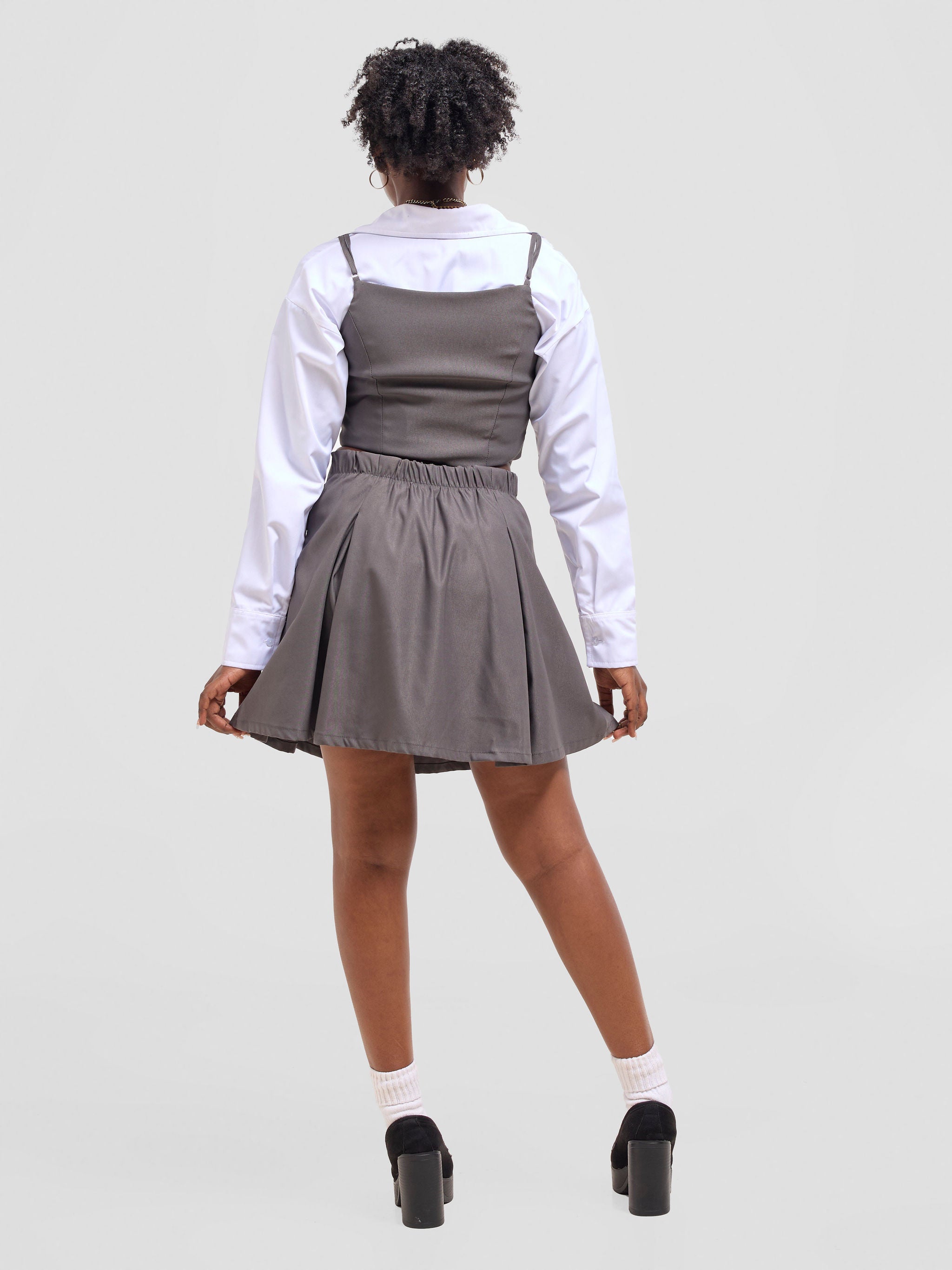 Zoya Kyro Pleated Mini Skirt - Grey