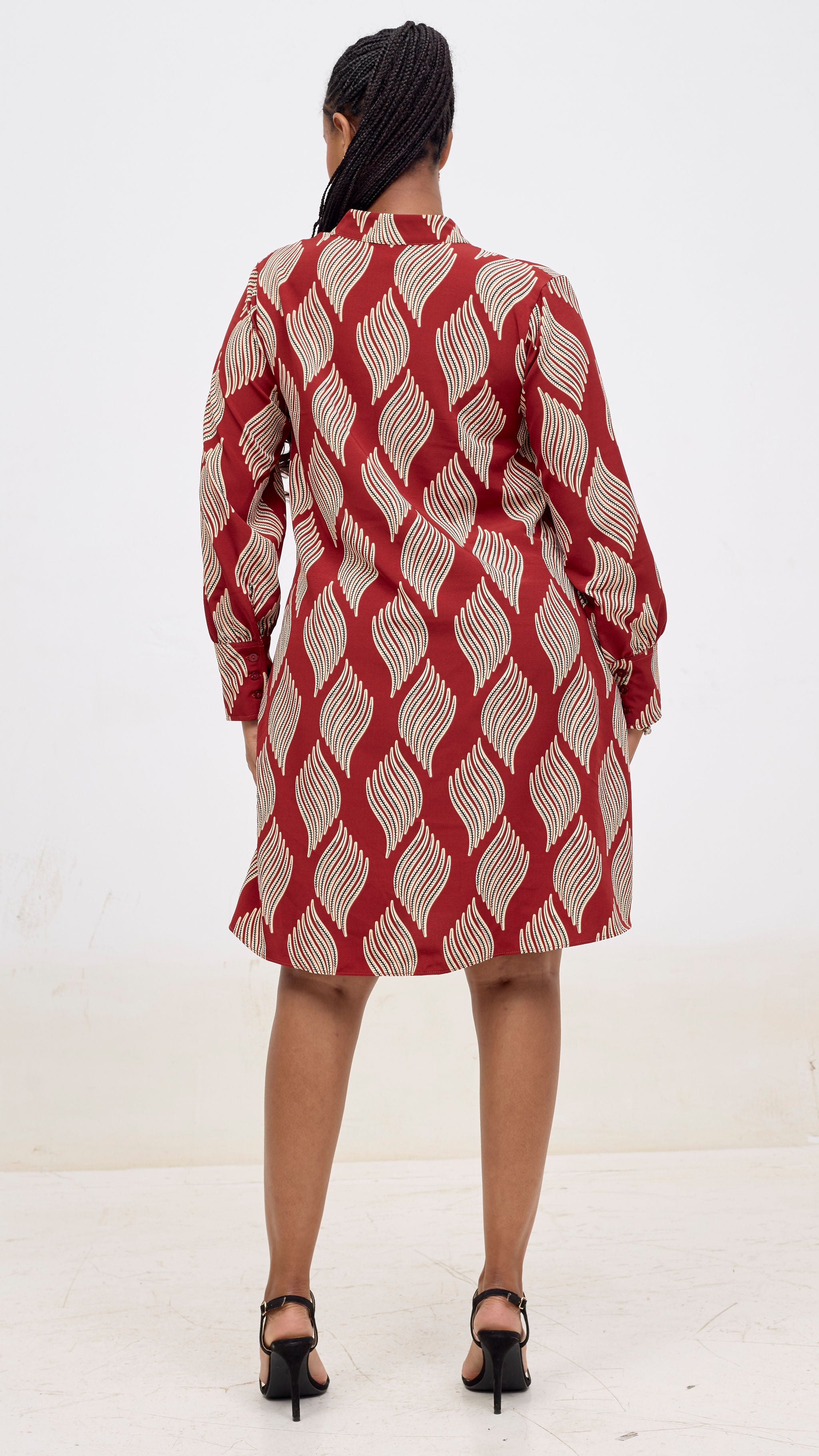 Vivo Kani Tent Shirt Dress - Burgundy / Black Print