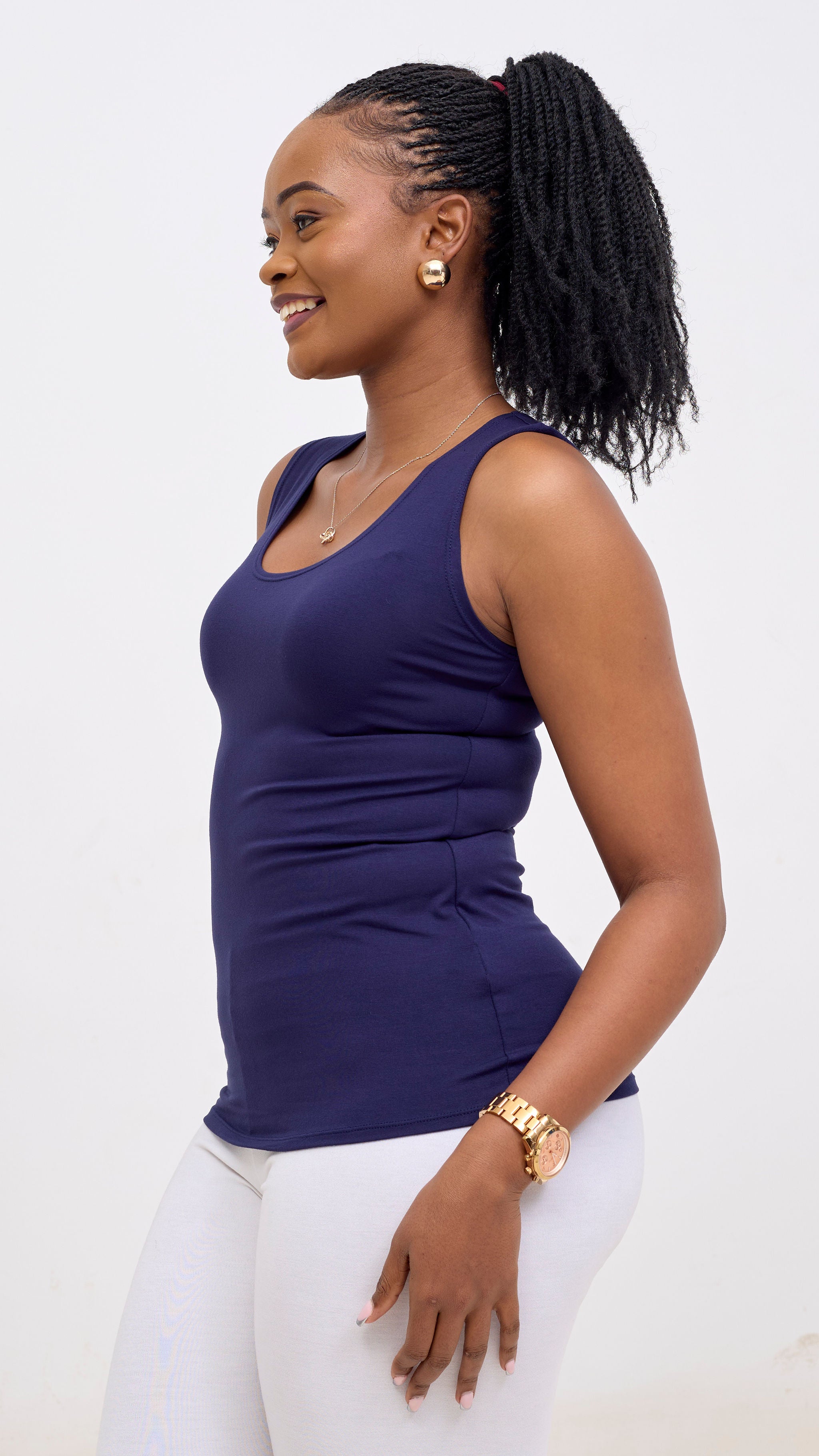 Vivo Basic Val Tank Top - Navy Blue