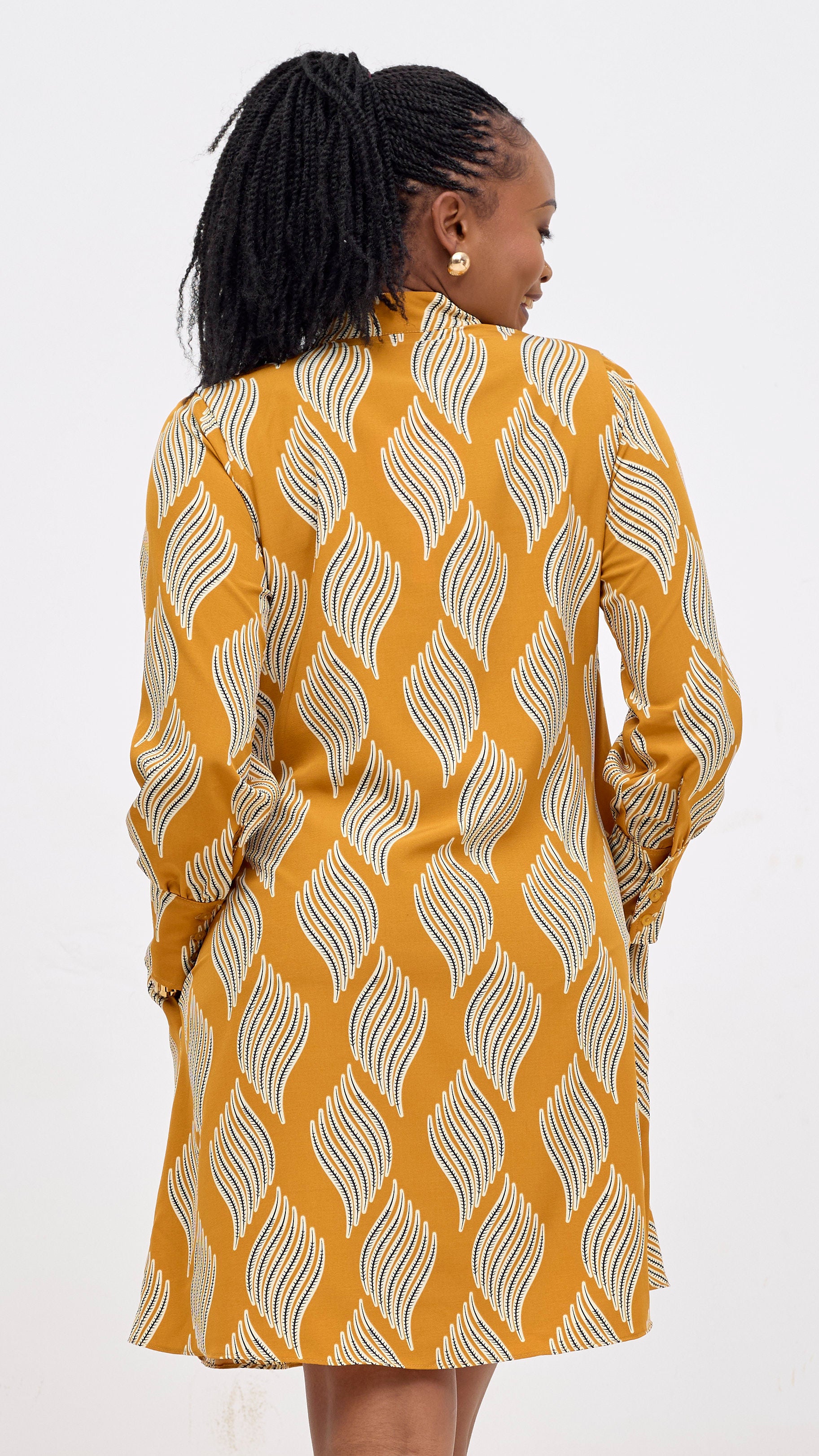 Vivo Kani Tent Shirt Dress - Mustard / Black