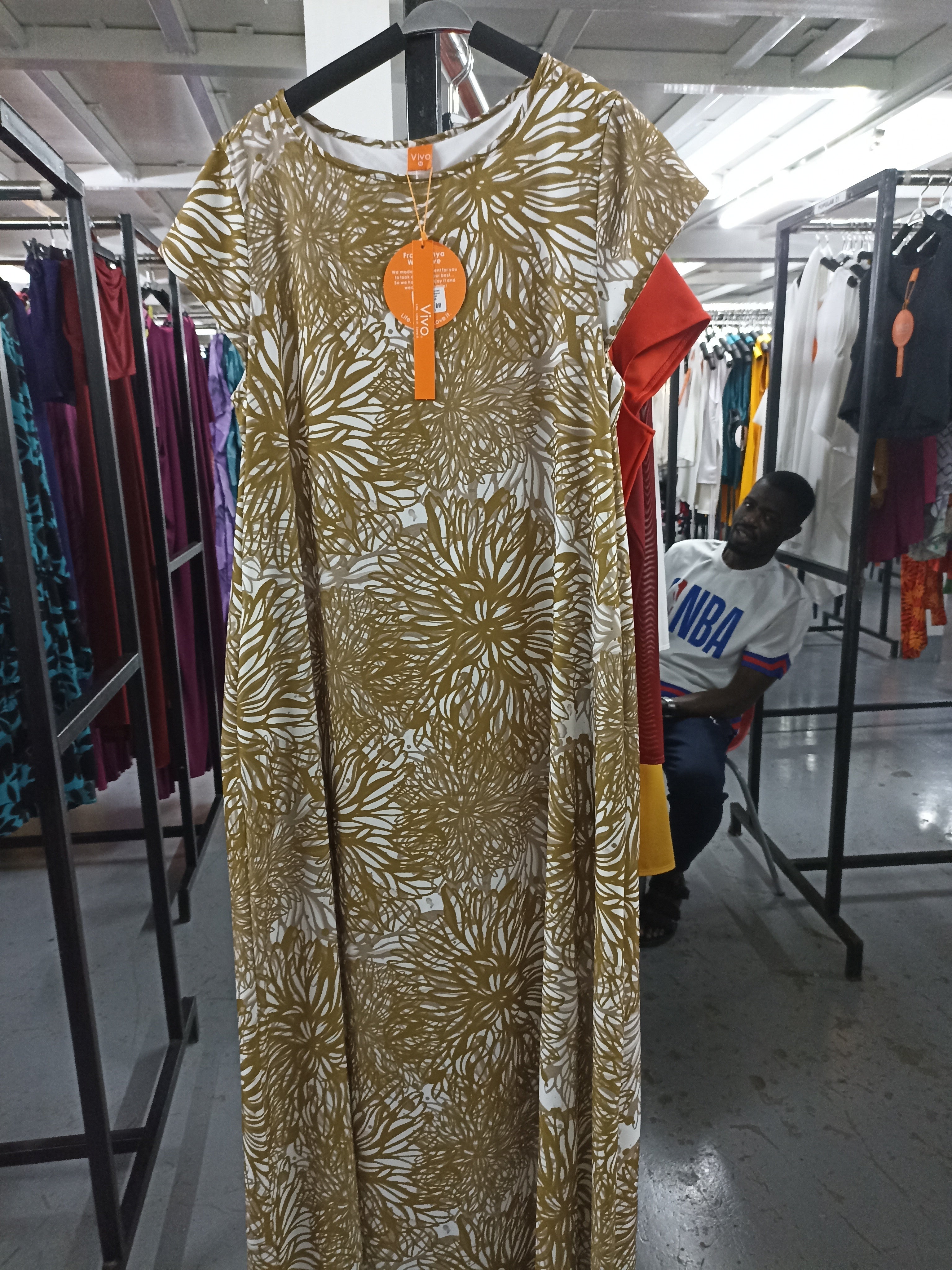 Vivo Basic Cap Sleeved Tent Maxi Dress - Brown Dandelion Floral