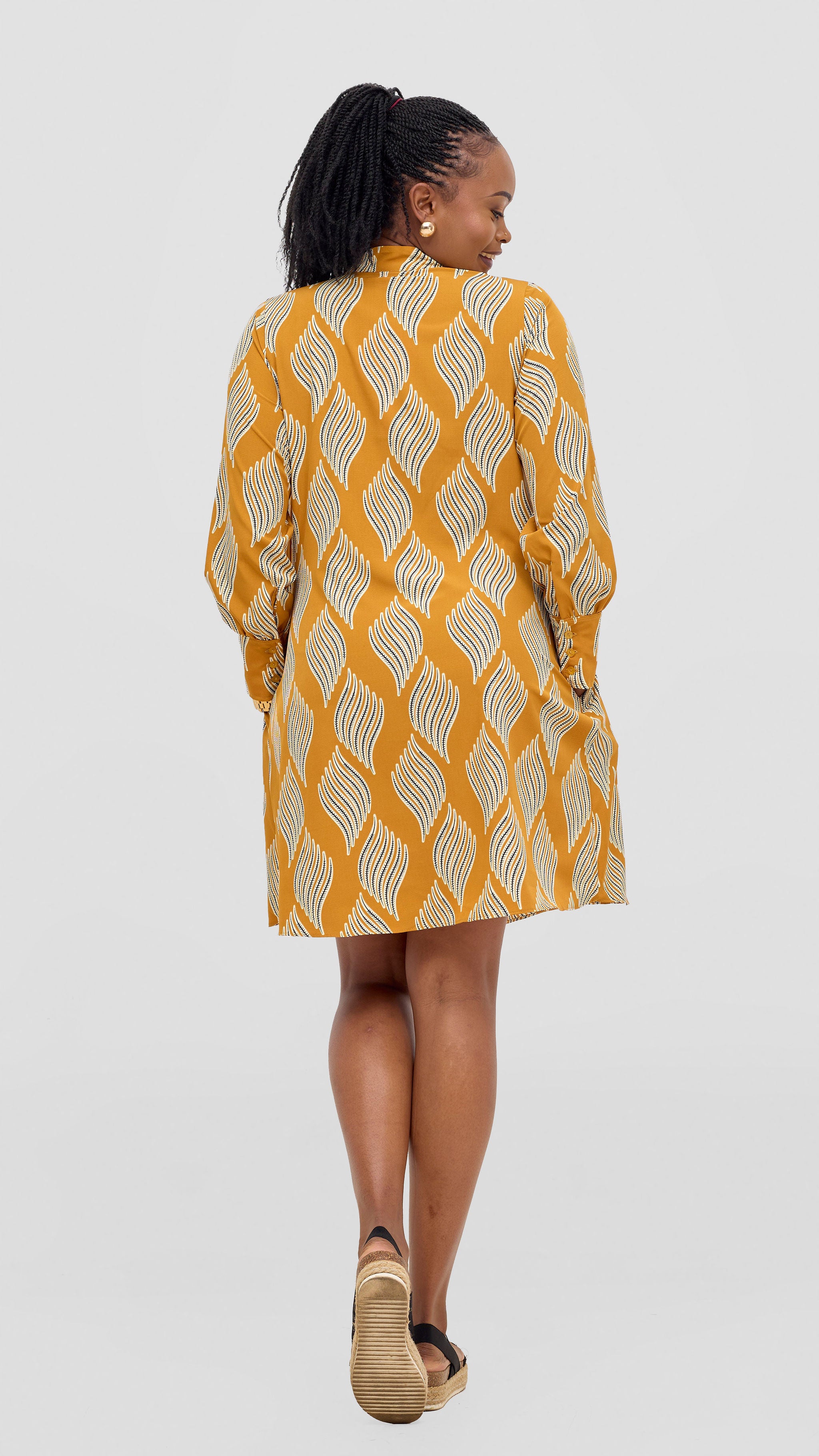 Vivo Kani Tent Shirt Dress - Mustard / Black