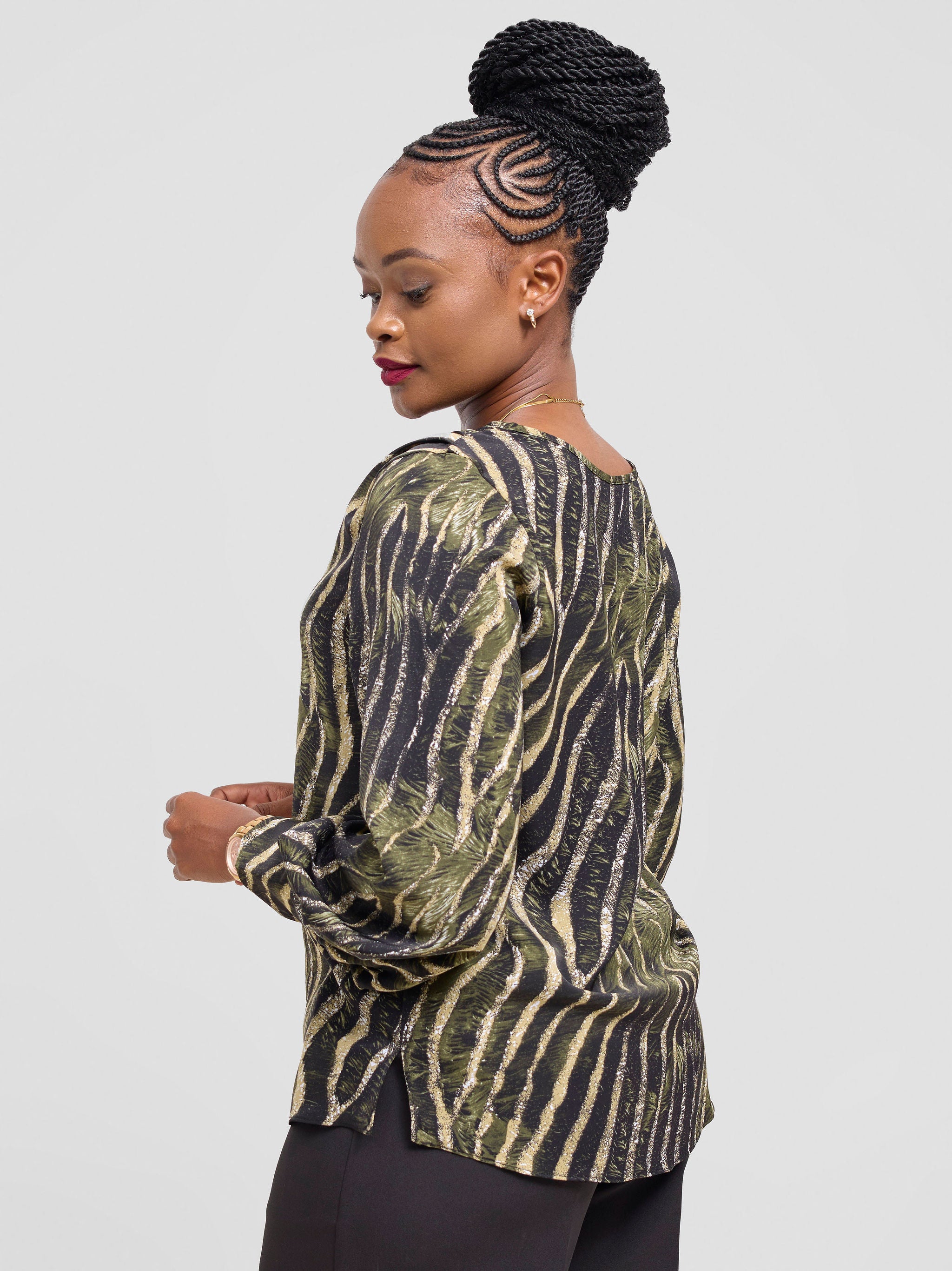 Vivo Ajani Long Sleeve Top - Hunters / Black Print