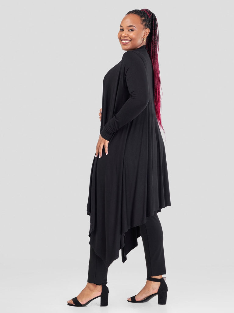 Vivo Basic Long Sleeve Cascade Waterfall - Black - Shopzetu