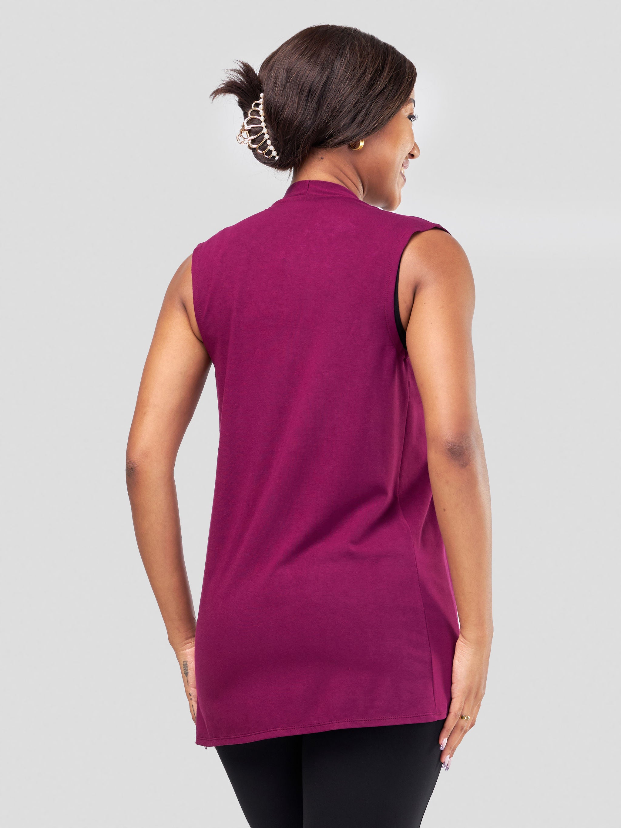 Vivo Basic Sleeveless Midi Jersey Waterfall - Burugndy